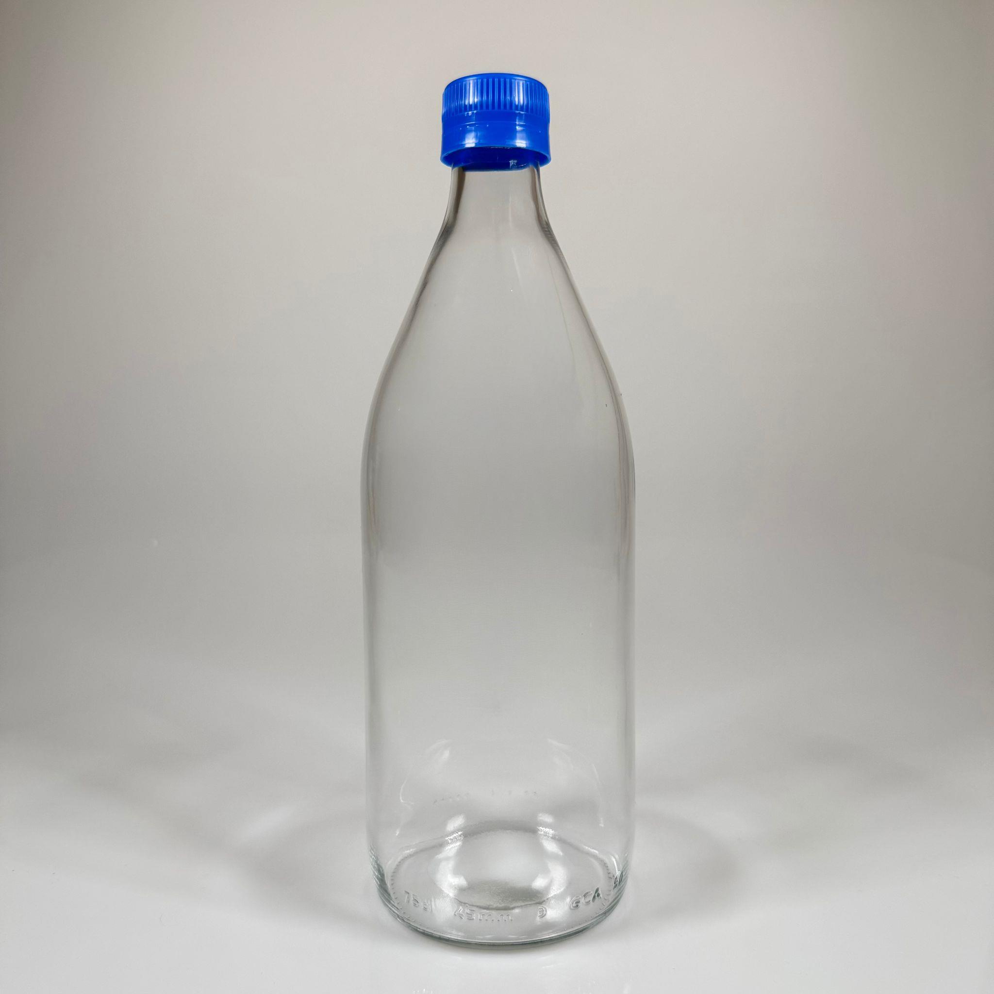 750 CC CAM ŞİŞE - MAVİ KİLİTLİ KAPAKLI - 750 ML CAM ŞİŞE