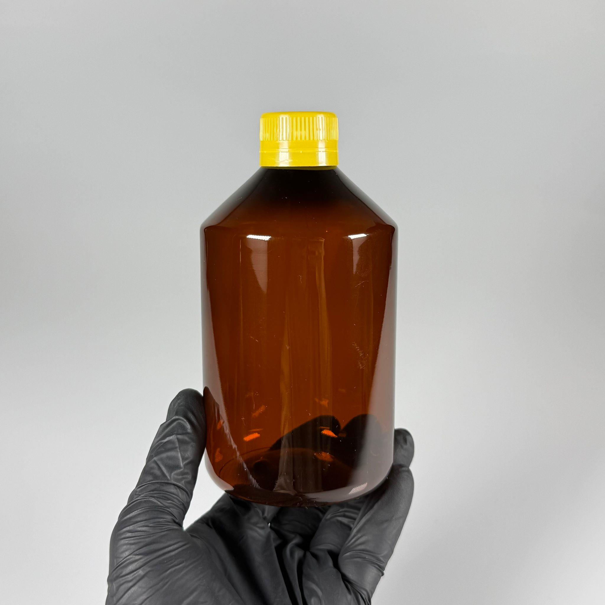500 CC AMBER SERT PLASTİK ŞİŞE - SARI KİLİTLİ KAPAKLI  - 500 ML KAHVERENGİ PET ŞİŞE