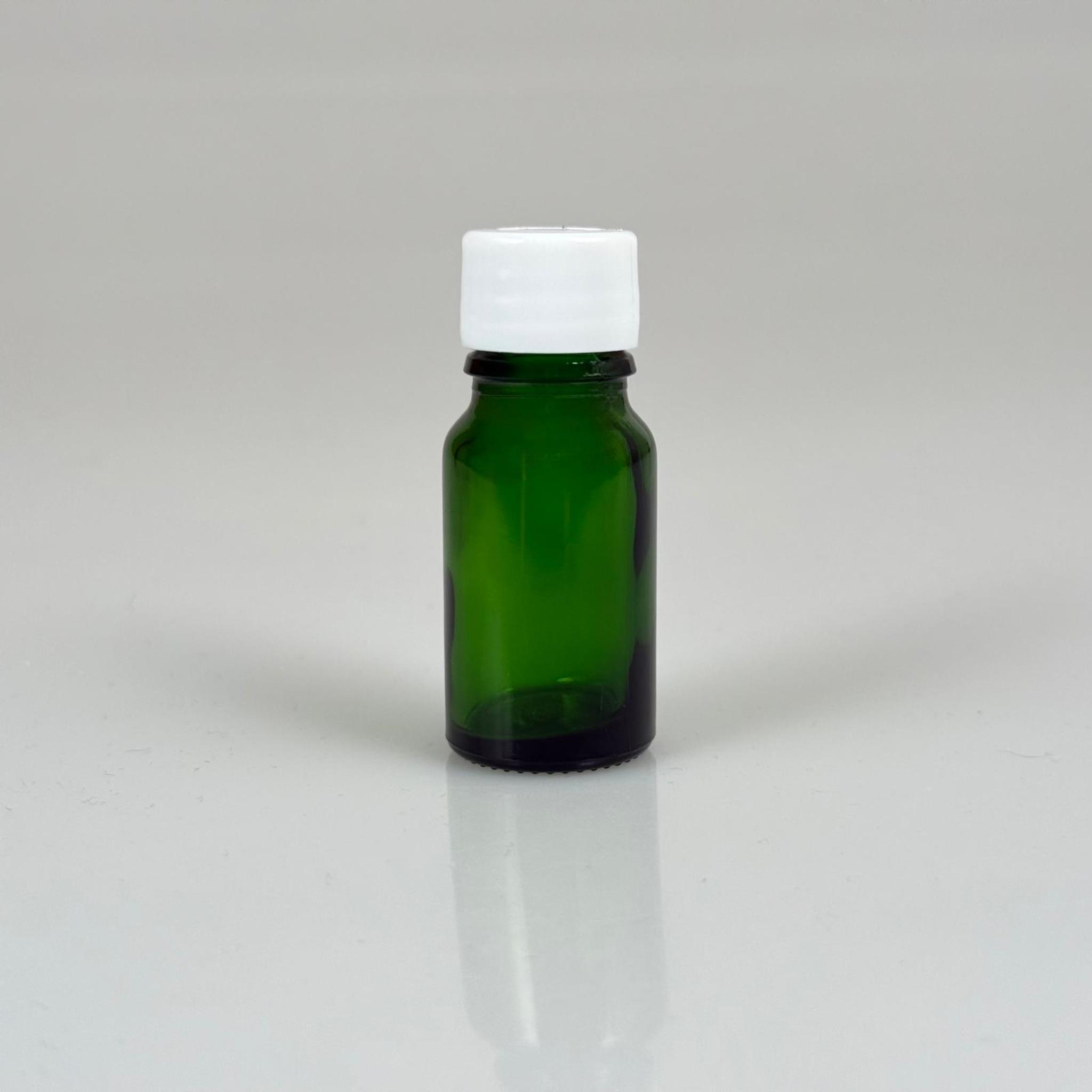 10 ML YEŞİL CAM ŞİŞE + CONTALI BEYAZ KAPAK - 10 CC KAPAKLI CAM ŞİŞE