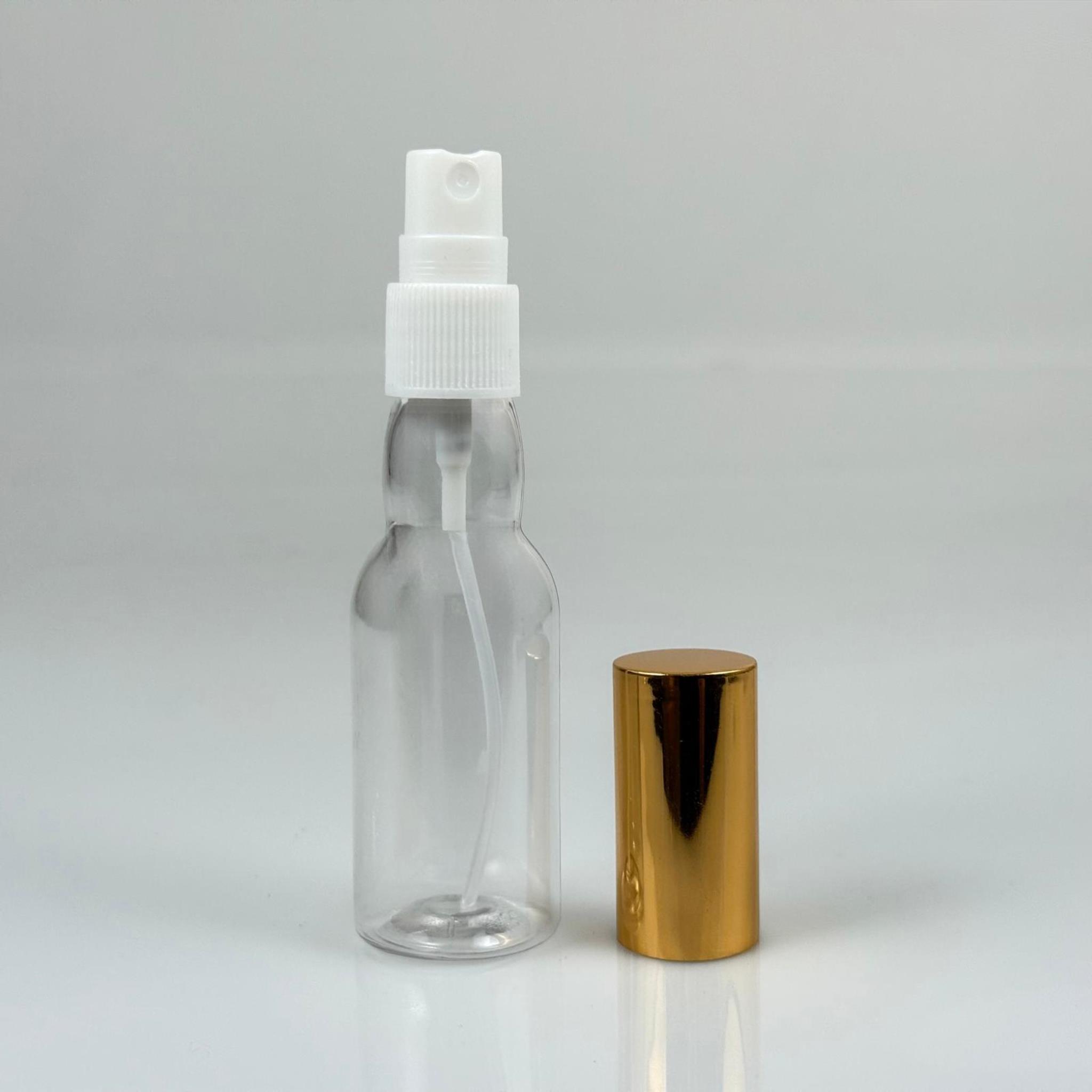 40 ML PET KOLONYA, PARFÜM VB ŞİŞELERİ - METAL ALÜMİNYUM GOLD KAPAK + VİDALI SPREY + 40 CC BOĞAZLI ŞİŞE SET TAKIM