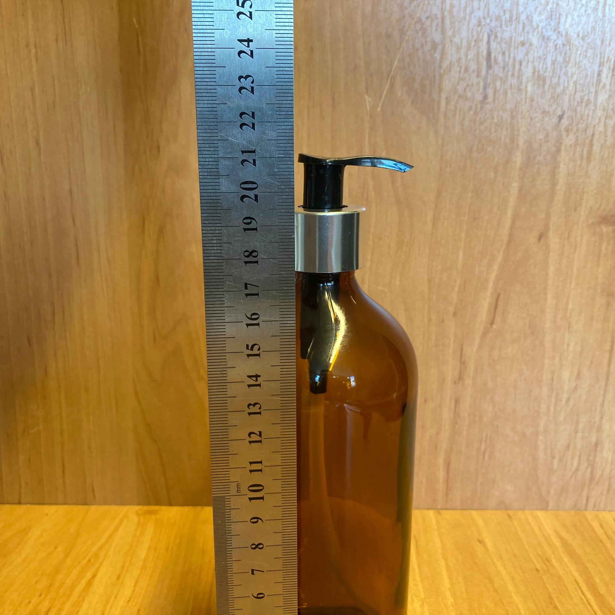 500 CC AMBER TOMBUL CAM ŞİŞE - GÜMÜŞ POMPALI - 500 ML KAHVERENGİ POMPALI ŞİŞE