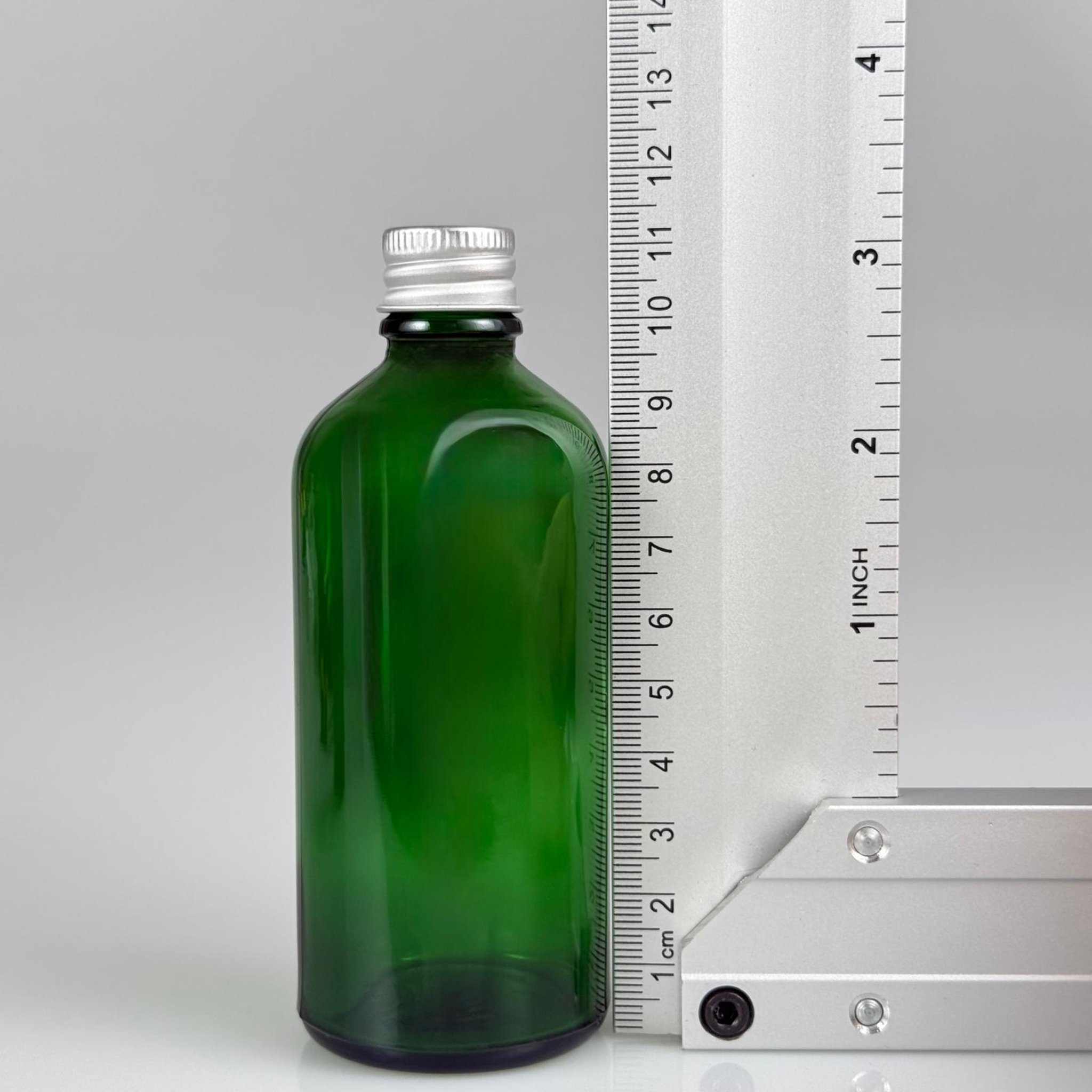 100 CC YEŞİL CAM ŞİŞE + KÖPÜK CONTALI GÜMÜŞ ALÜMİNYUM METAL KAPAKLI TAKIM - 100 ML YEŞİL CAM ŞİŞE