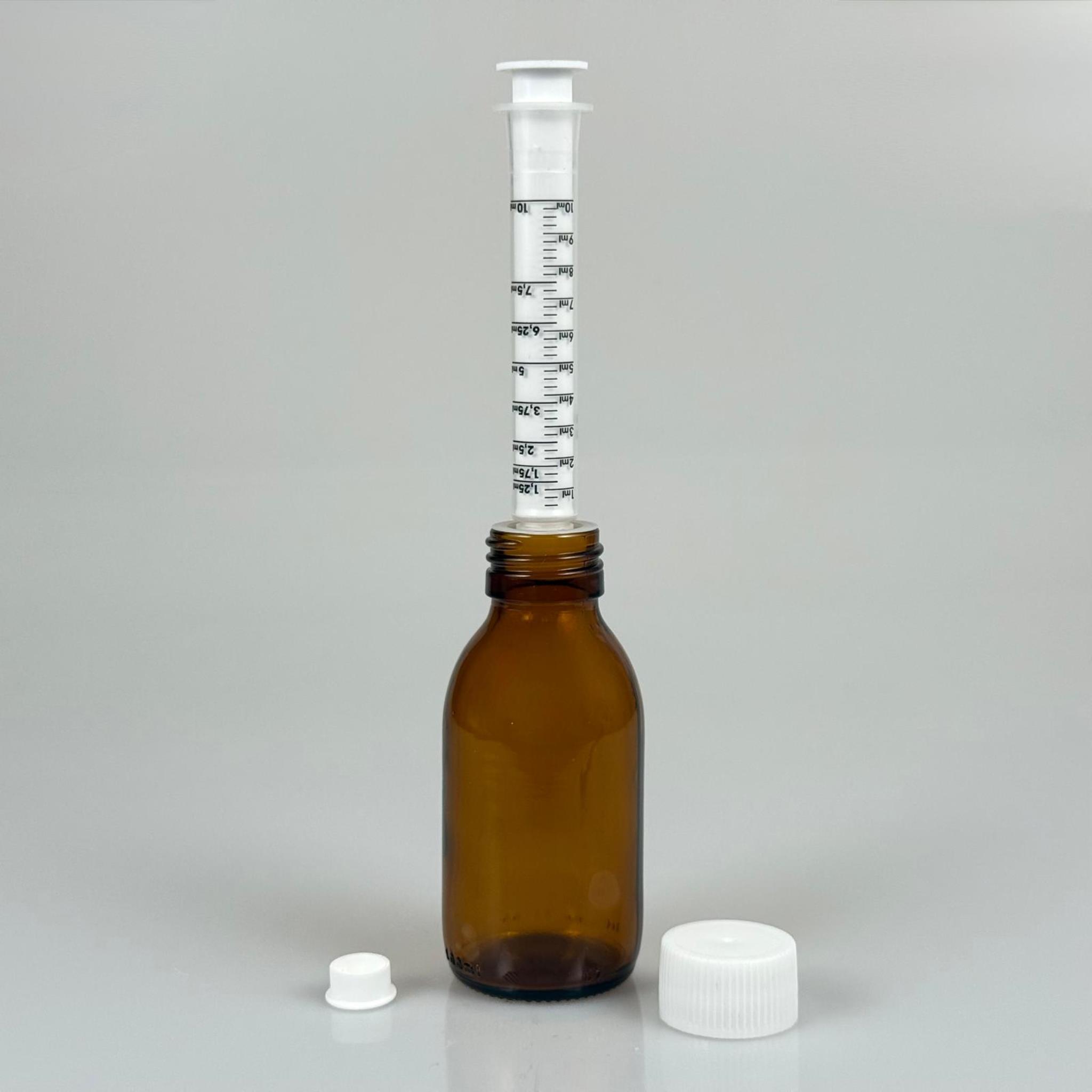 100 ML CAM ECZA ŞİŞESİ + 10 ML DOZAJ PİPETİ + DOZAJ TIPASI + CONTALI PLASTİK KAPAK TAKIM