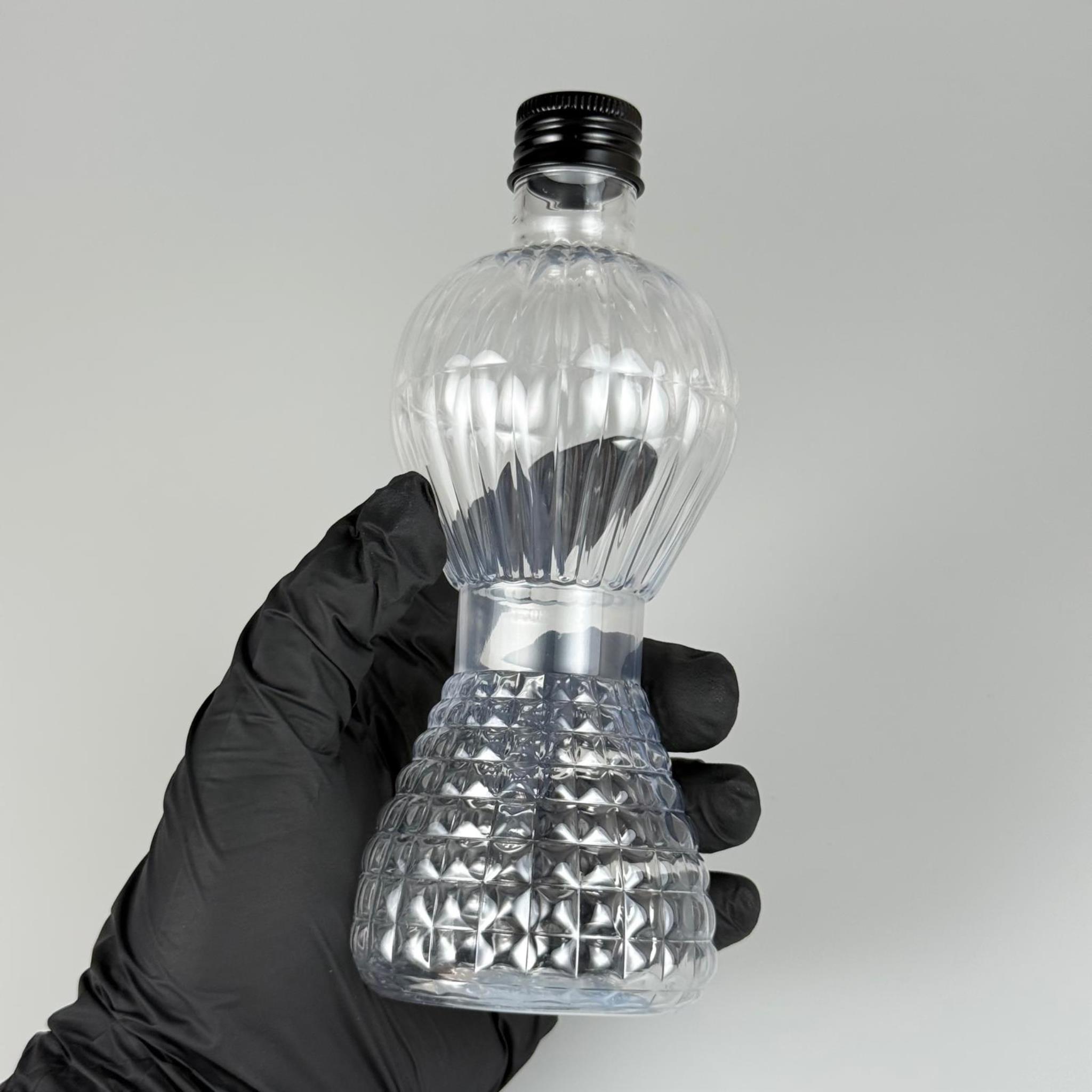 300 CC PIRLANTA ŞİŞE (CAMPET) 24 AĞIZ + KÖPÜK CONTALI SİYAH METAL ALÜMİNYUM KAPAK + KOLONYA TIPALI TAKIM - 300 ML KAPAKLI PLASTİK ŞİŞELER