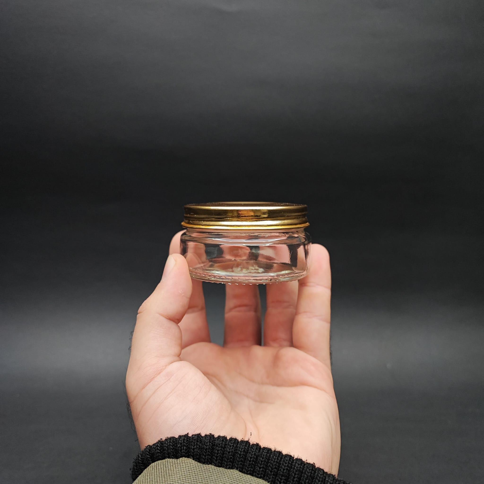 50 ML CAM KREM KAVANOZU + İÇ TIPA + PARLAK GOLD METAL KAPAK - 50 CC PAŞABAHÇE KREM KAVANOZLARI
