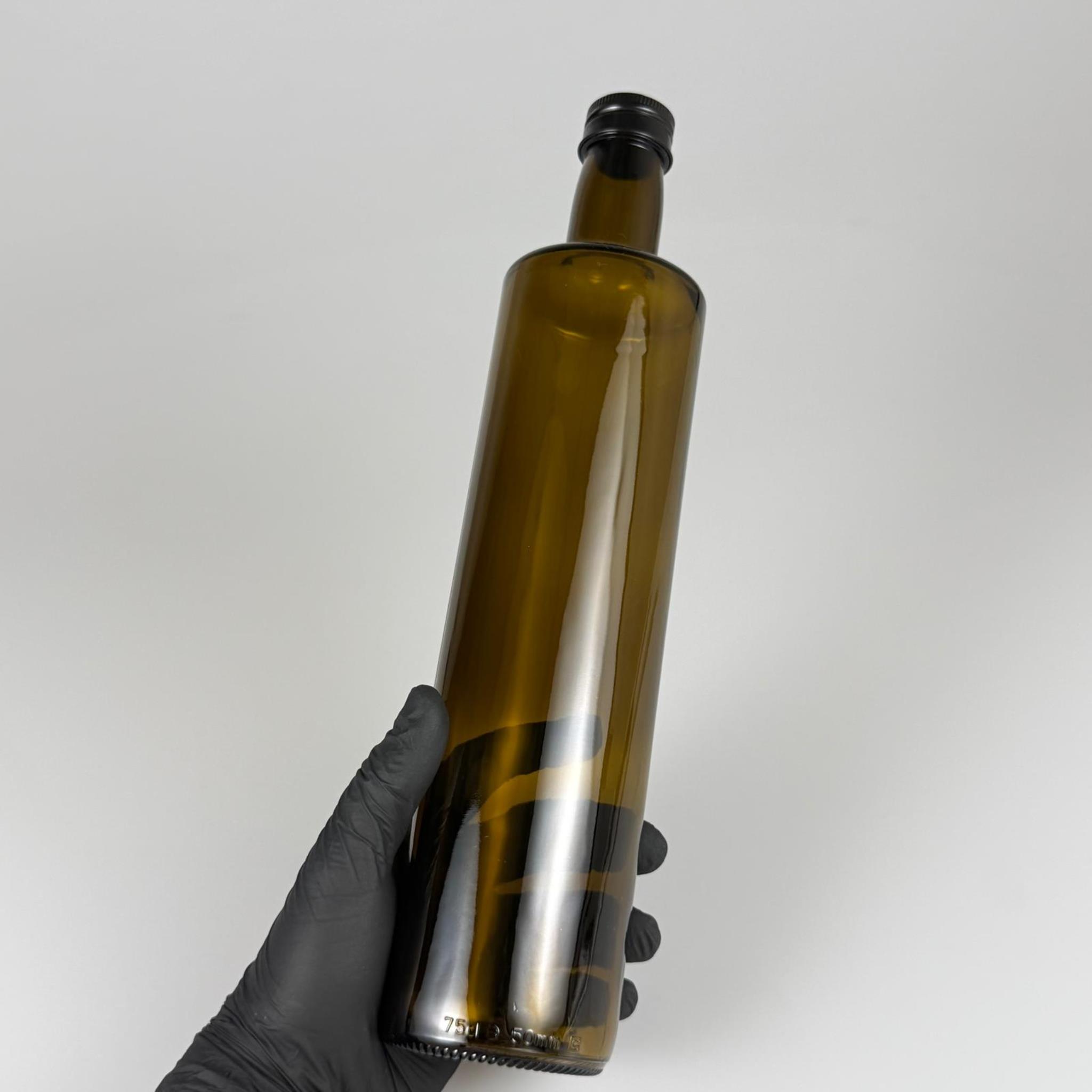 750 CC YEŞİL DORİKA CAM ŞİŞE - SİYAH METAL ALÜMİNYUM KAPAKLI - 750 ML DORİKA YAĞ ŞİŞESİ - SİRKE ŞİŞESİ