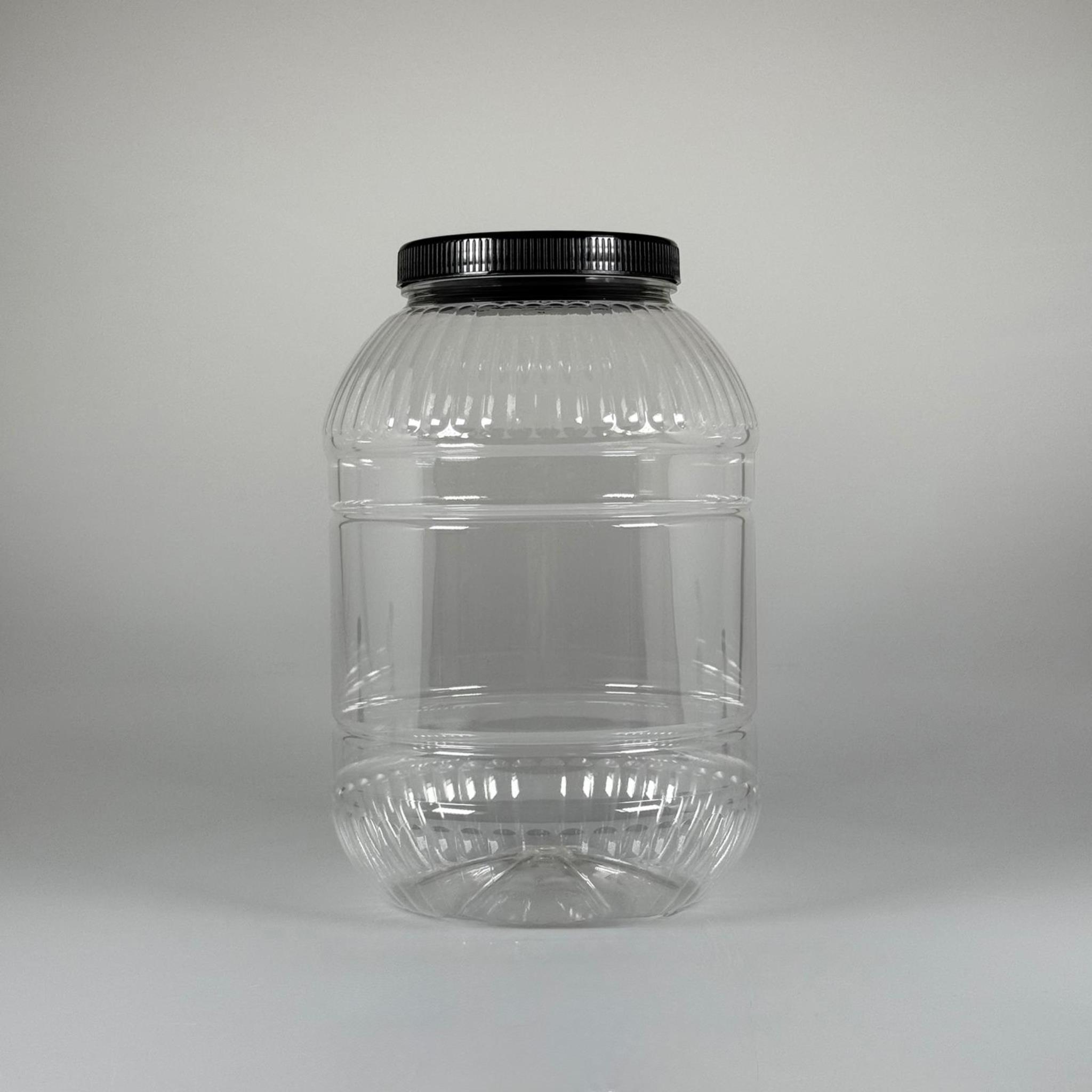 5 LİTRE PET KAVANOZ - SİYAH KAPAKLI - PLASTİK KAVANOZ - 5 LT PET BİDON - 5000 CC YUVARLAK KAVANOZ 110 MM AĞIZ- TURŞU, ZEYTİN VB İÇİN BOŞ PLASTİK BİDONLARI