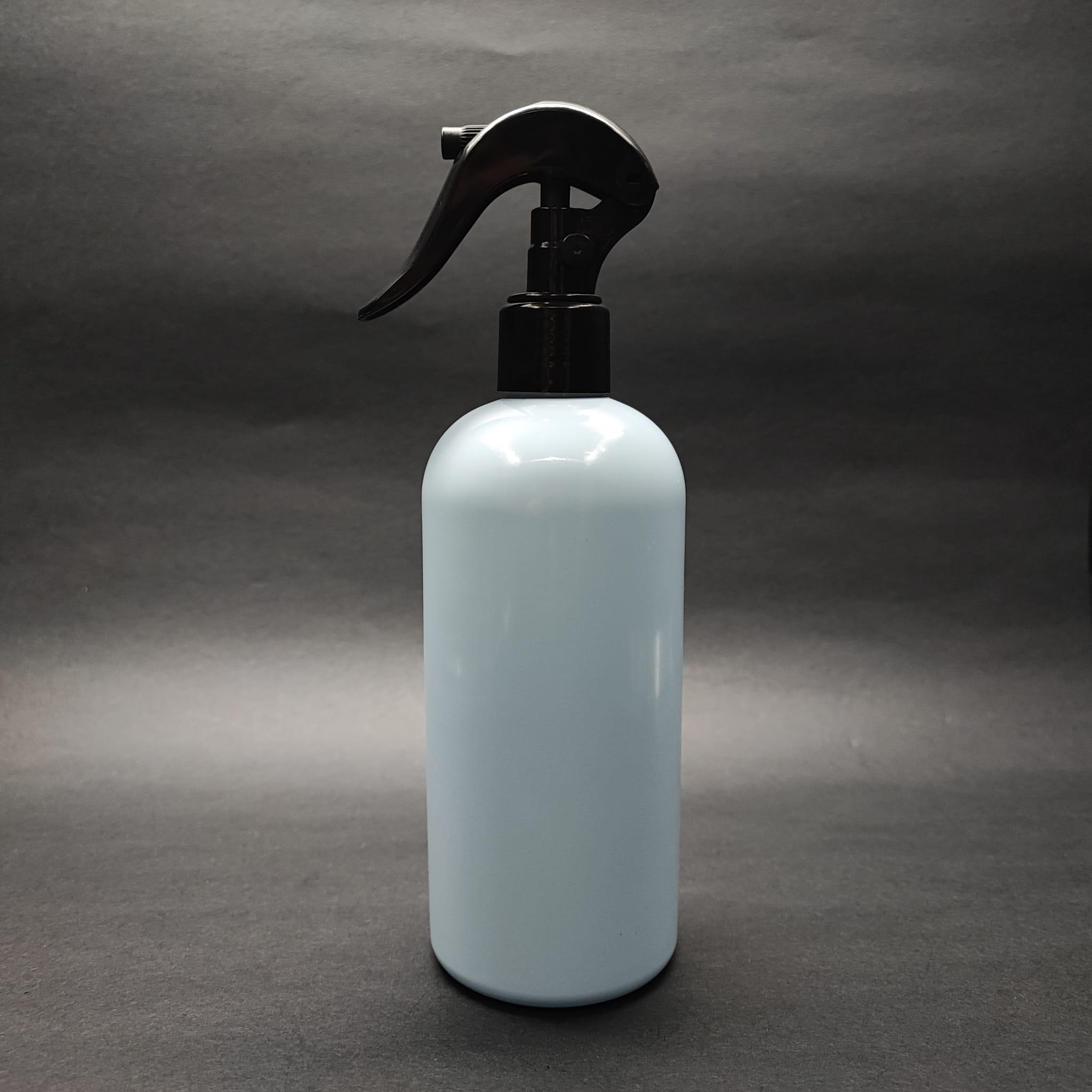 400 CC OVAL BOYUNLU SİLİNDİR PET ŞİŞE (30 GR) - SİYAH TRİGER SPREYLİ - 400 ML PLASTİK ŞİŞE - BEBEK MAVİSİ