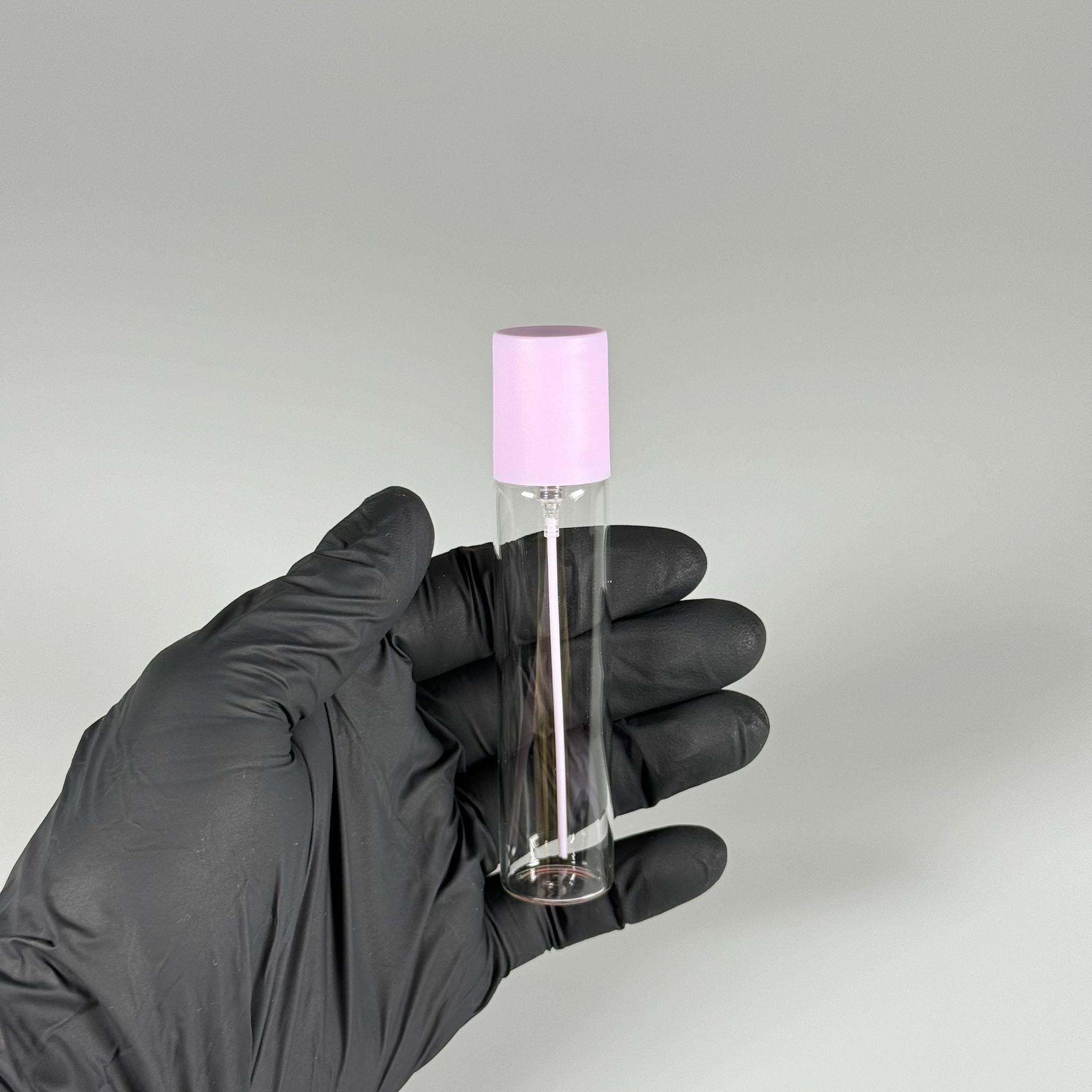 PARFÜM ŞİŞESİ 25 ML - 25 CC PARFÜM AMBALAJI VALFLİ (GEÇME AĞIZ) CAM KALEM PARFÜM İÇİN ŞİŞELERİ - MOR SPREY + KAPAKLI SET TAKIM