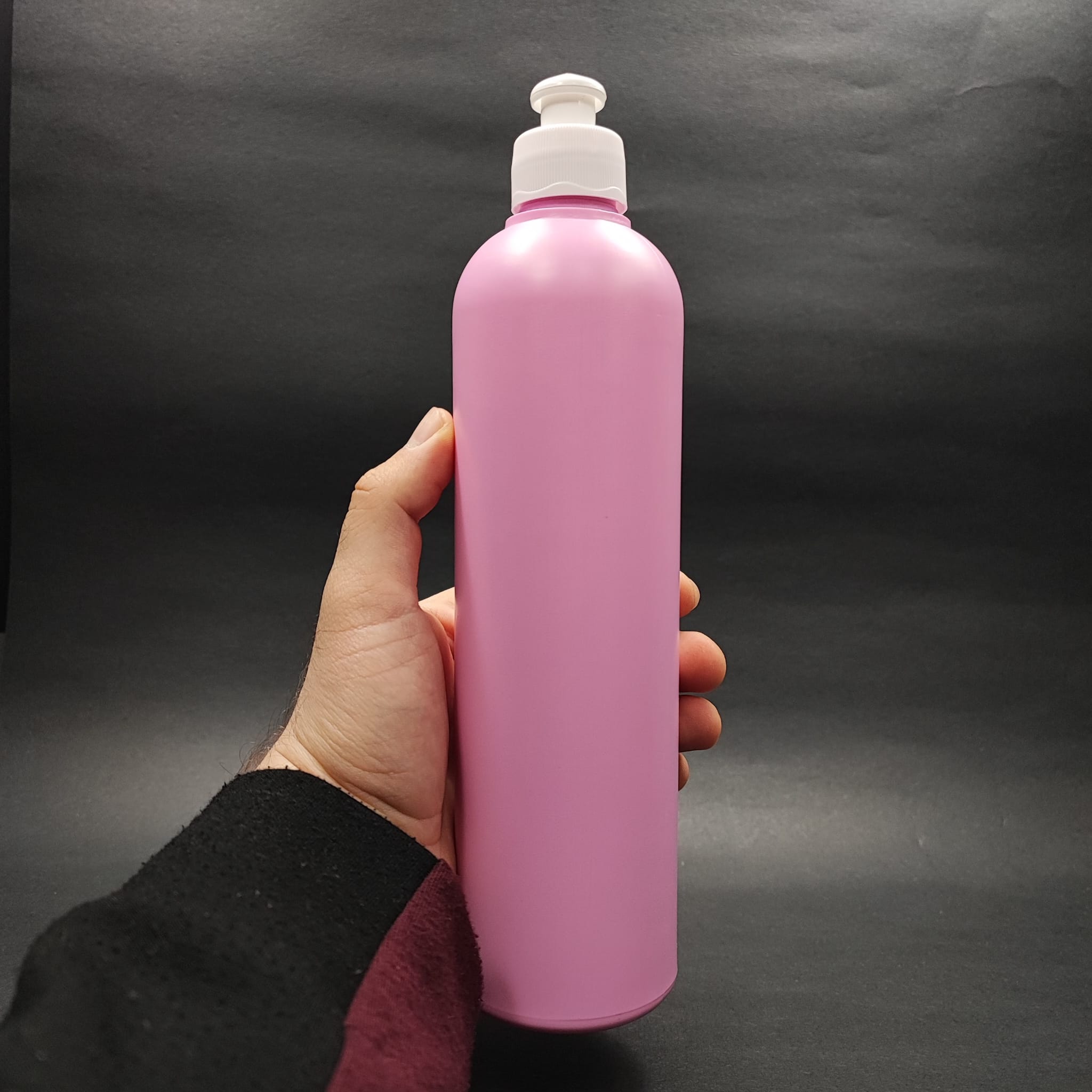 500 CC PEMBE POLİETİLEN PE ŞAMPUAN ŞİŞESİ - BEYAZ AKITICILI PUSH PULL KAPAKLI - 500 ML PE ŞAMPUAN ŞİŞESİ
