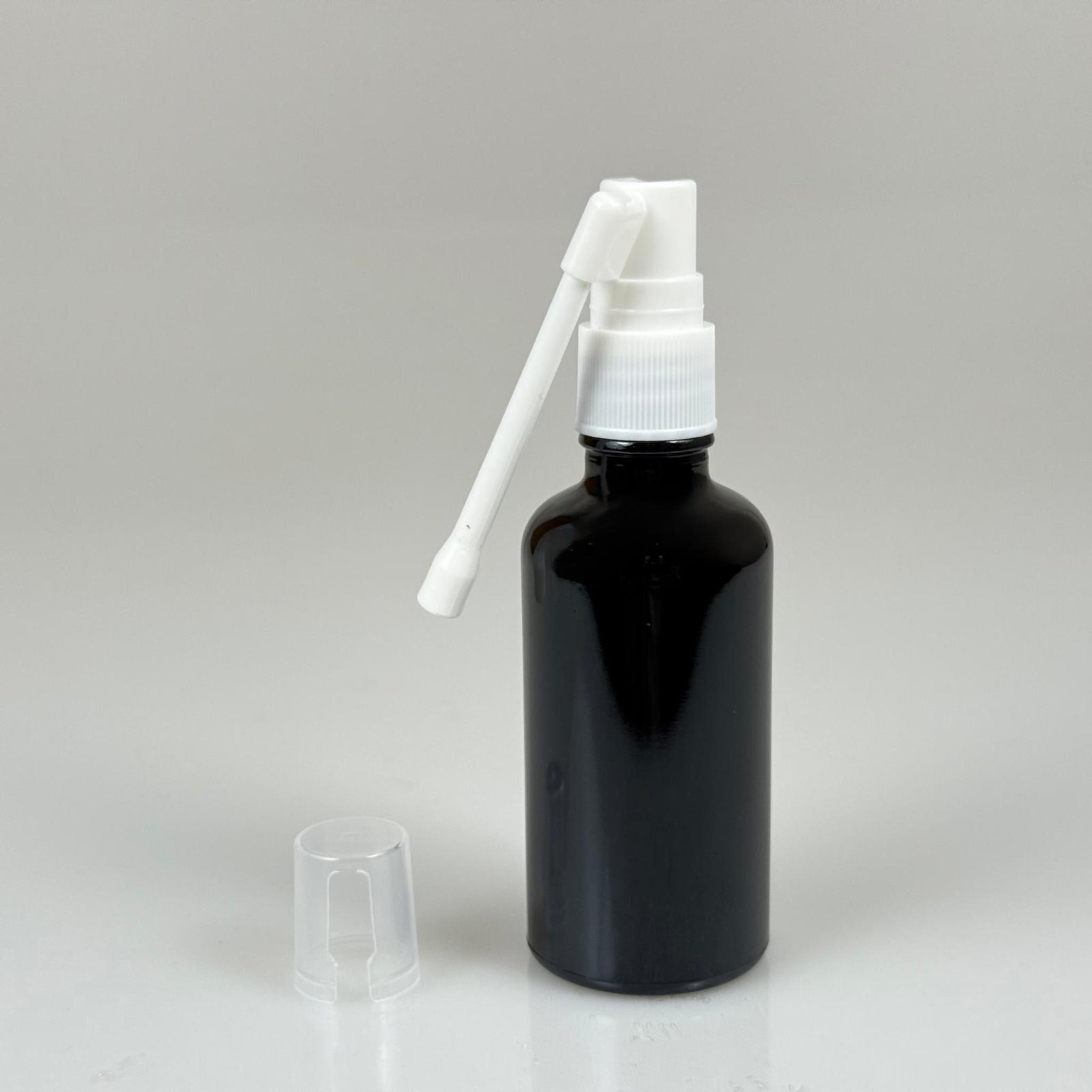 50 CC SİYAH CAM ŞİŞE - BEYAZ ORAL (BOĞAZ) SPREYLİ TAKIM - 50 ML SPREYLİ CAM ŞİŞE