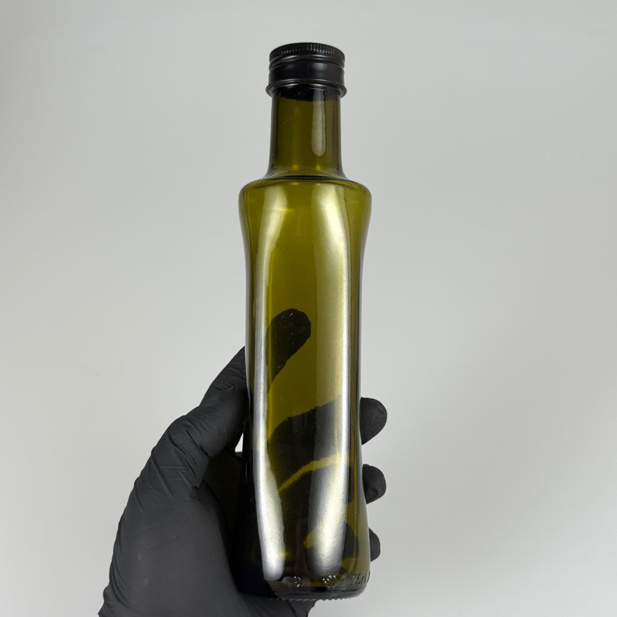 250 CC YEŞİL GEOLİVE CAM ŞİŞE - SİYAH ALÜMİNYUM KAPAKLI - 250 ML OVAL ŞİŞE - GEOLİVE ŞİŞE 250 ML - zeytinyağı için renkli cam şişeleri