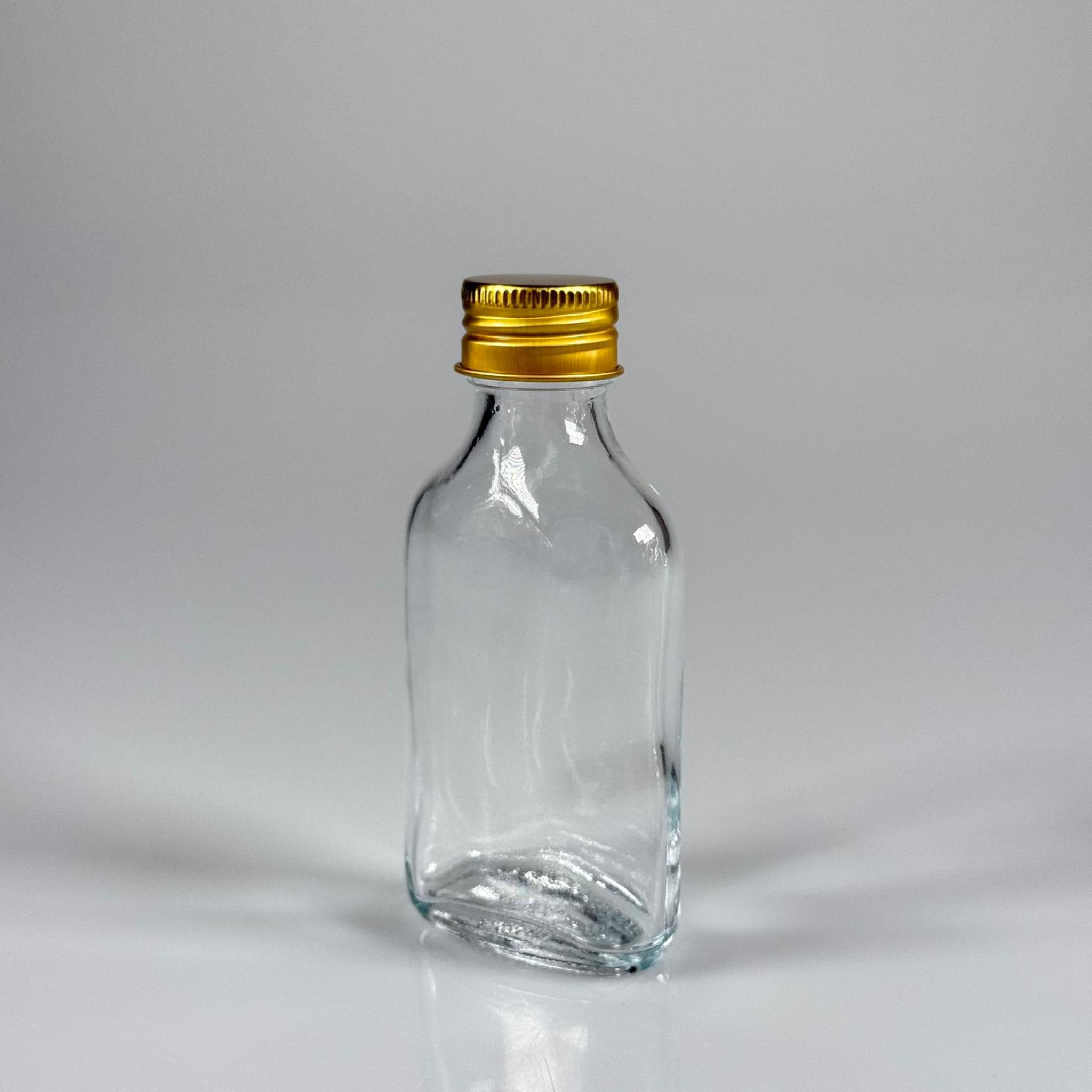 50 CC YASSI CAM ŞİŞE - GOLD METAL ALÜMİNYUM KAPAKLI - 50 ML CAM ŞİŞE - SOĞUK KAHVE İÇİN COLD BREW ŞİŞESİ