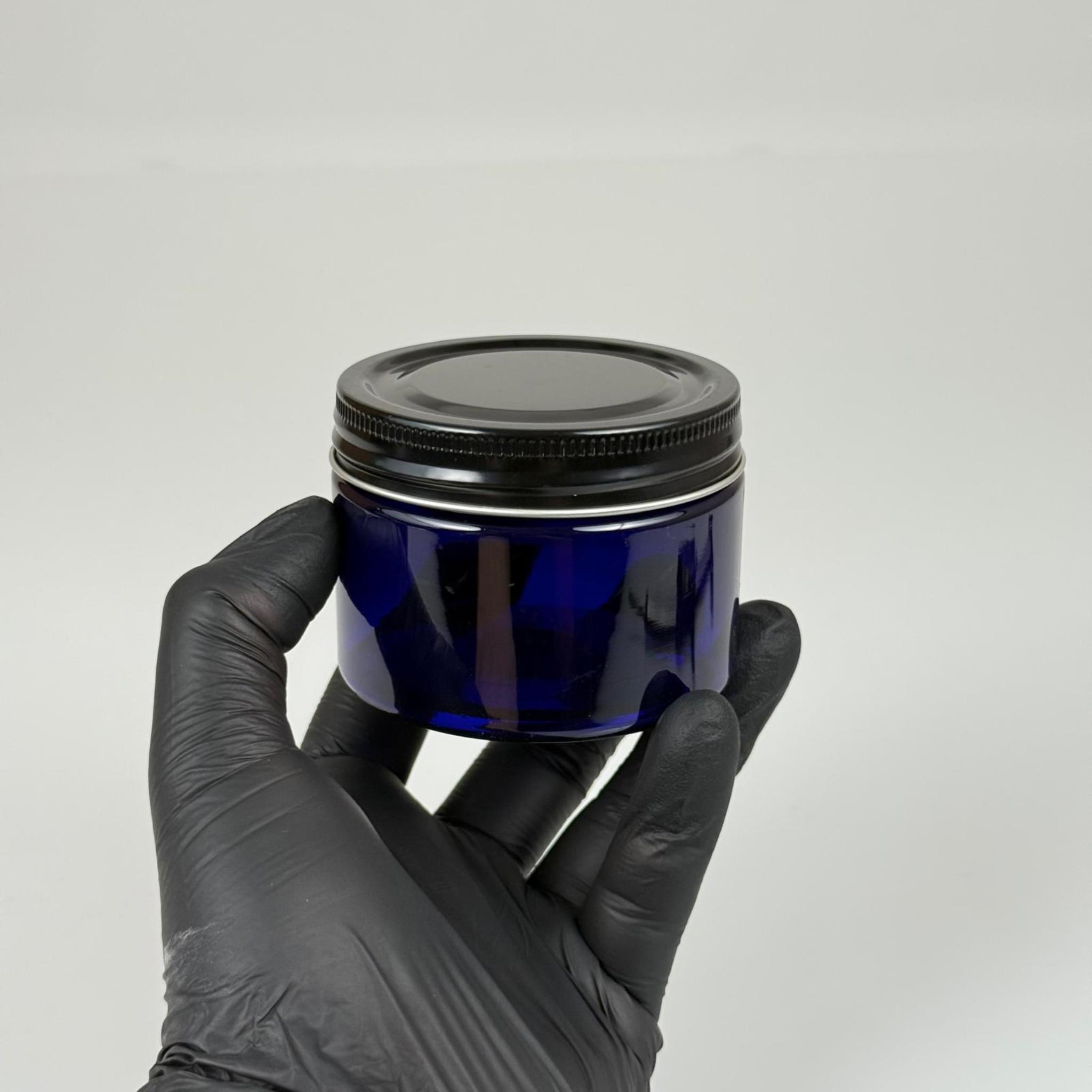 150 ML SERT PET KAVANOZ + SİYAH METAL KAPAK + İÇ TIPA - 150 CC KALIN MAVİ PLASTİK KAVANOZ SİYAH METAL KAPAKLI İÇ TIPALI TAKIM - KREM KAVANOZLARI