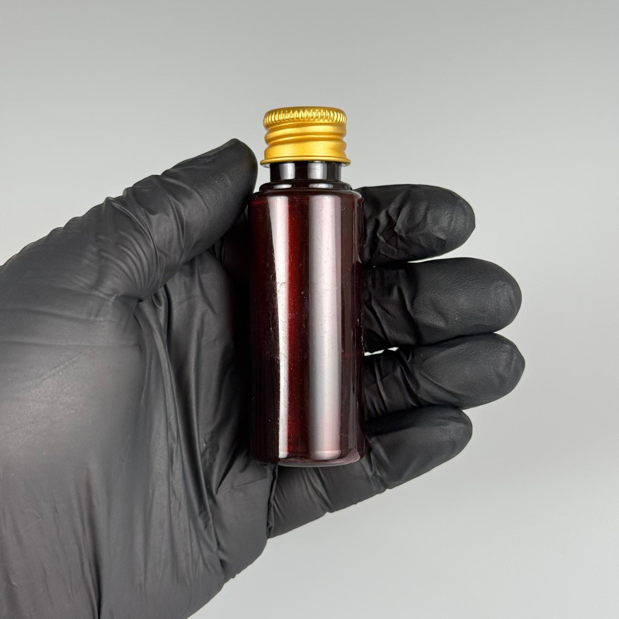 30 CC PET AMBER SHOT ŞİŞE - KÖPÜK CONTALI GOLD ALÜMİNYUM METAL KAPAKLI TAKIM - 30 ML KAHVERENGİ PLASTİK ŞİŞE