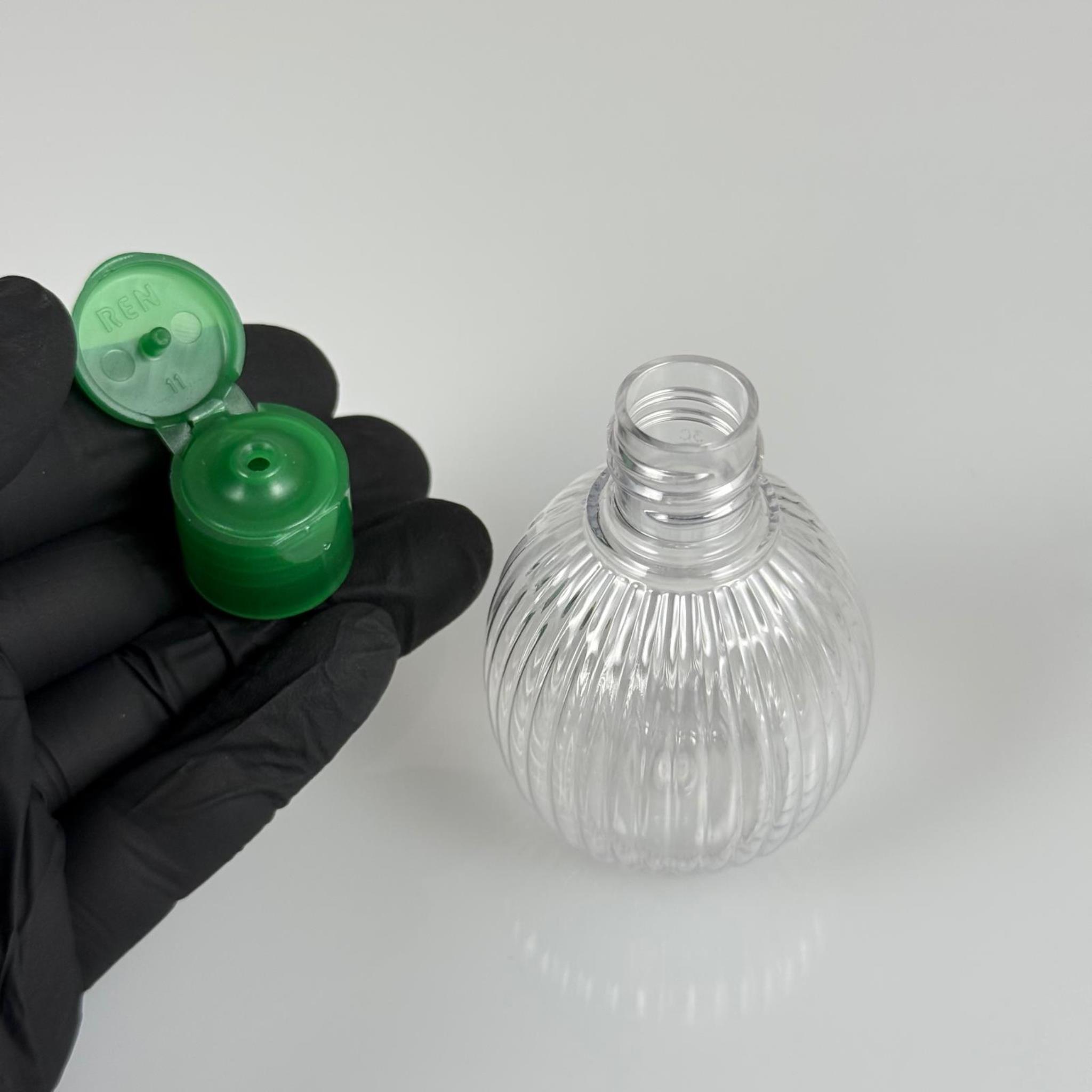 50 CC TOP ÇİZGİLİ DESENLİ 18 MM YEŞİL FLİPTOP KAPAKLI PET ŞİŞE - 50 ML TOP MODEL ÇİZGİLİ FLİPTOP KAPAKLI PLASTİK ŞİŞE