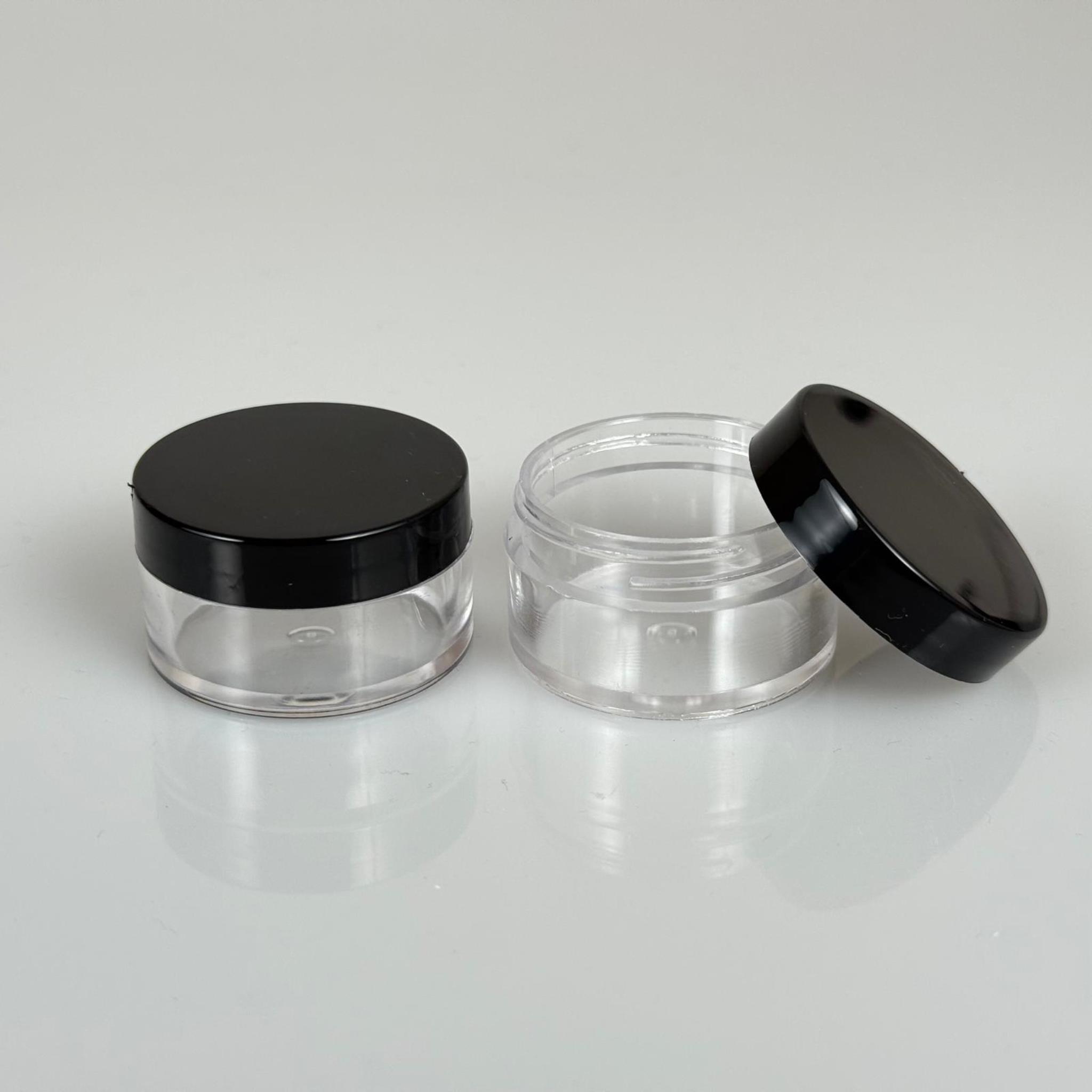 10 CC KRİSTAL KAVANOZ - SİYAH PLASTİK KAPAKLI  - 10 ML KREM KAVANOZ KALIN ŞEFFAF PLASTİK MİKA AKRİLİK