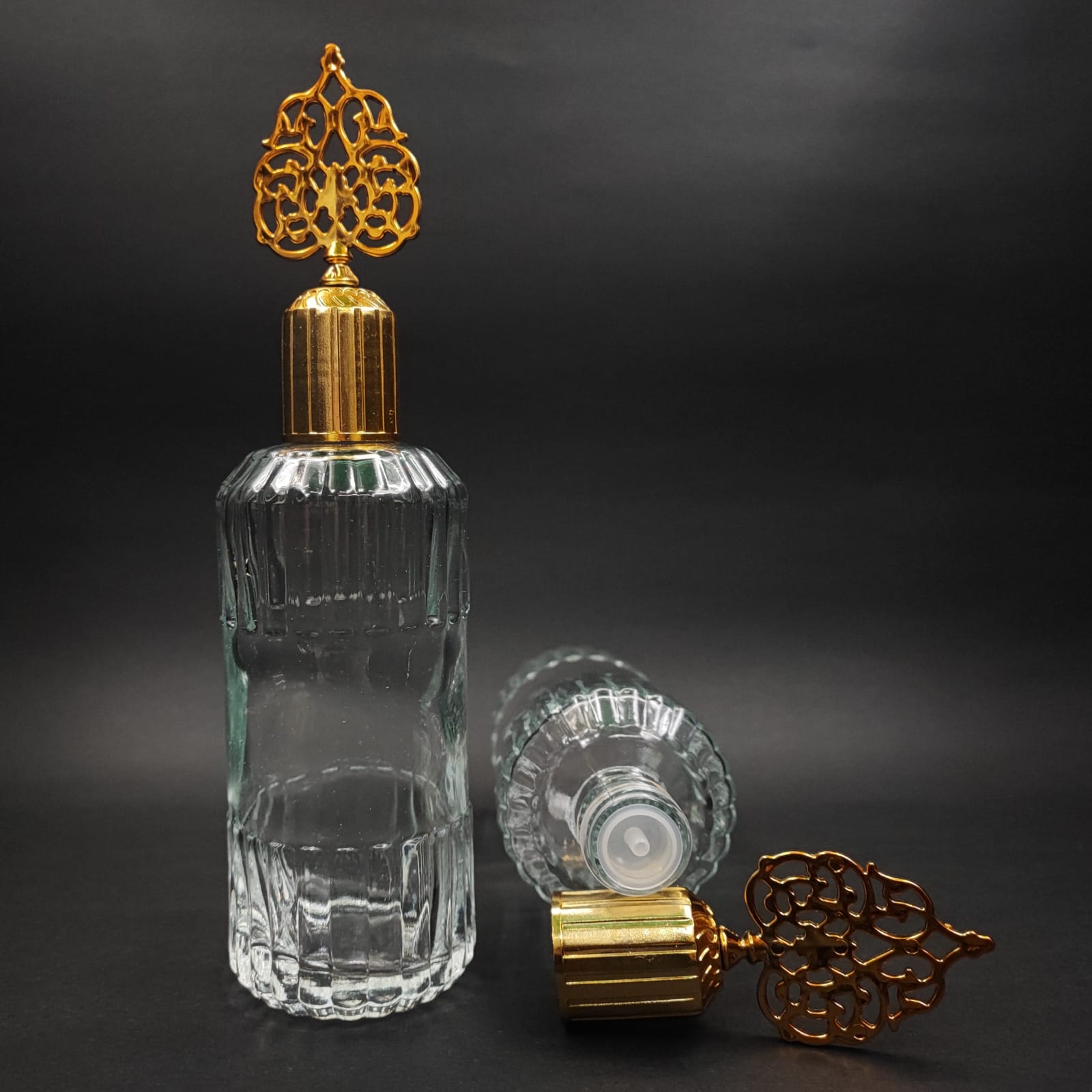 200 CC SİLİNDİR ZÜMRÜT MODEL CAM KOLONYA ŞİŞE - GOLD OSMANLI KAPAKLI + TIPALI - 200 ML ZÜMRÜT CAM KOLONYA ŞİŞELERİ