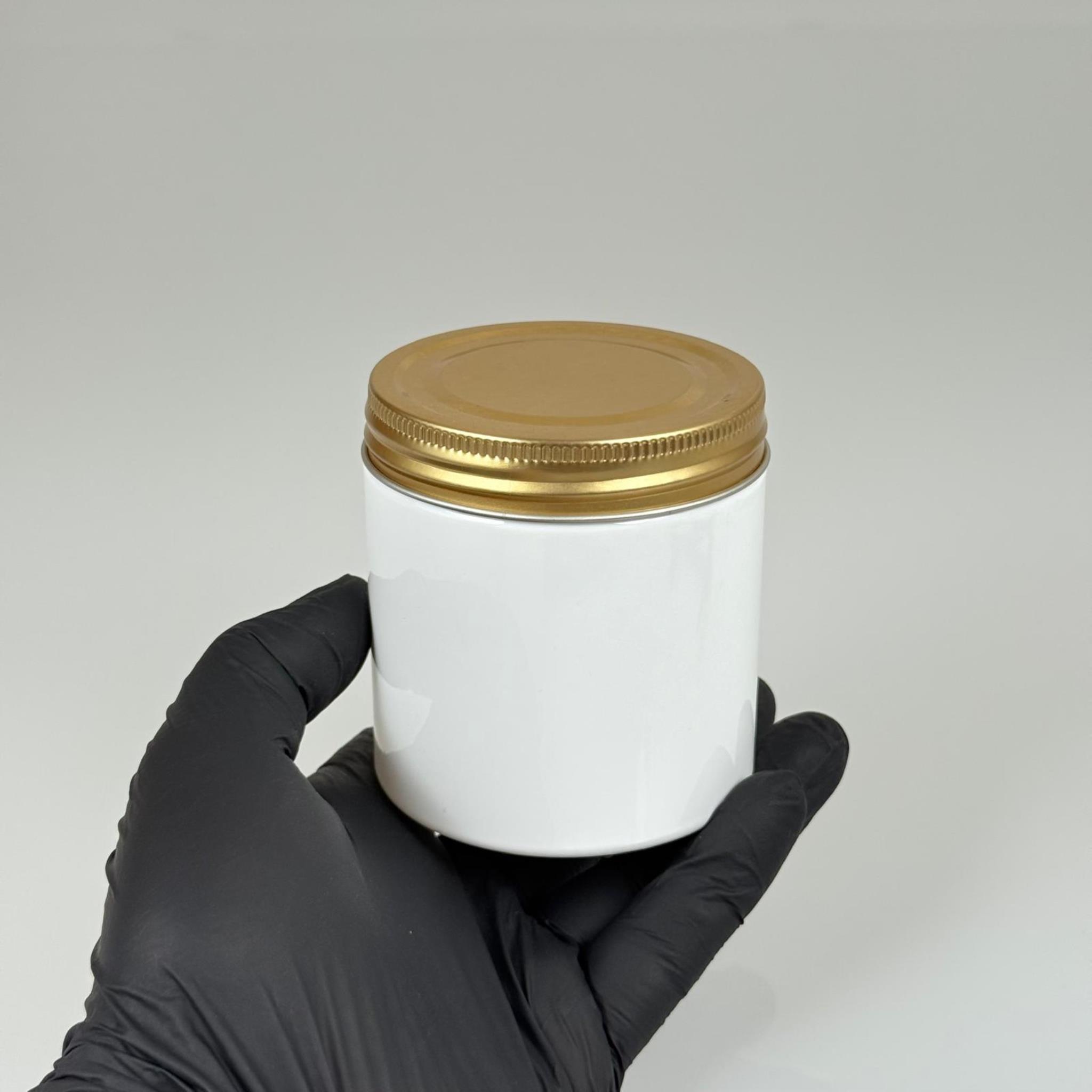 250 CC BEYAZ SERT PLASTİK KAVANOZ - GOLD METAL KAPAKLI - 250 ML METAL KAPAKLI PLASTİK KAVANOZ - KOZMETİK KAVANOZ, GIDA KAVANOZU VE KREM KAVANOZU OLARAK KULLANABİLİRSİNİZ