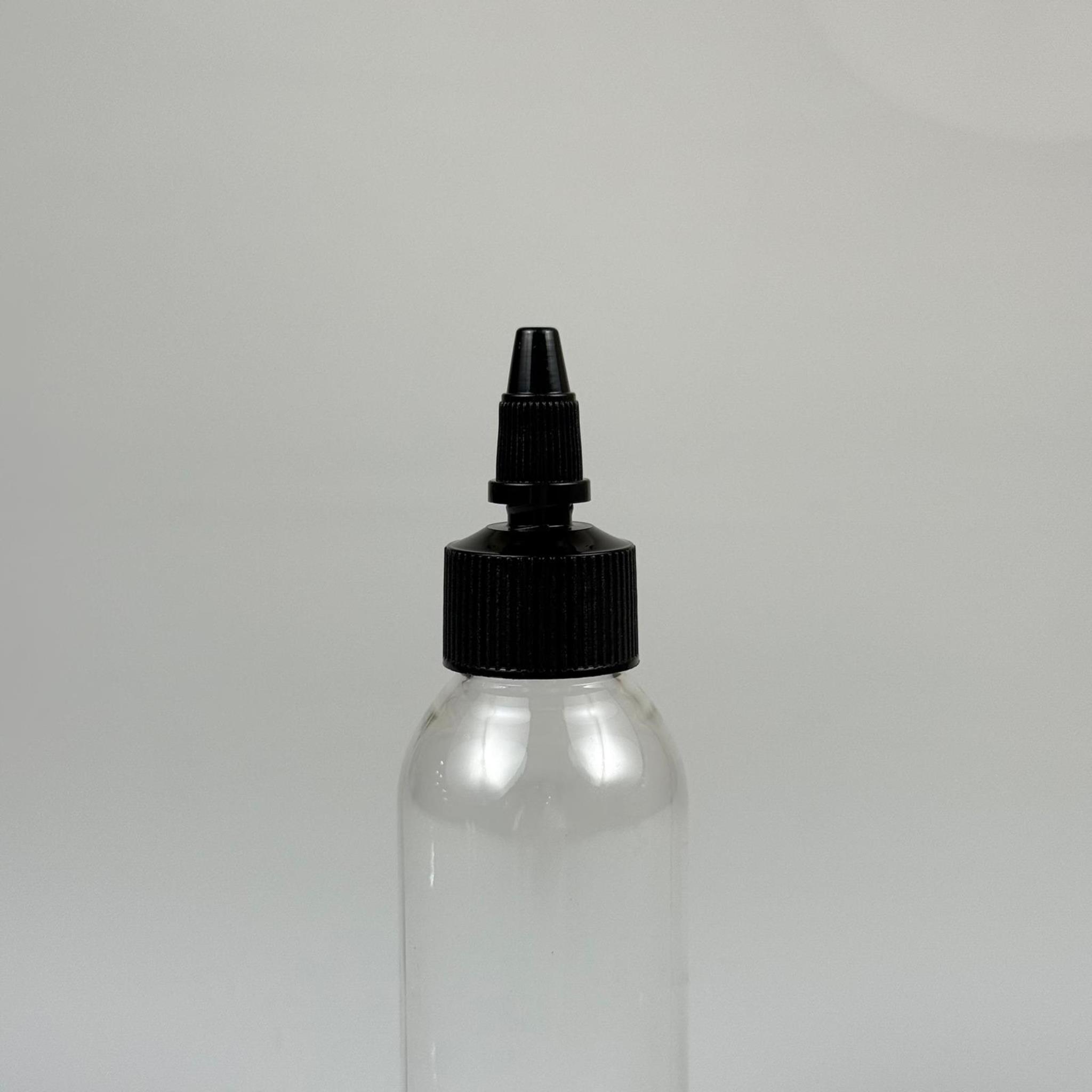 YAĞ, SOS, ACI SOS, SİRKE, SRIRACHA, MÜREKKEP, TUTKAL AKITICI VB BOŞ ŞİŞELERİ - SİYAH SİVRİ TWİST AKITICI KAPAK + 100 ML SERT PET PLASTİK ŞİŞE TAKIM