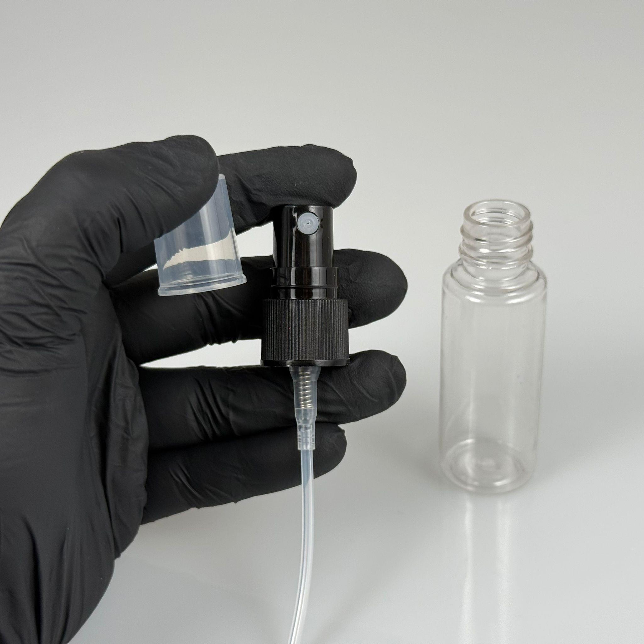 30 CC ŞEFFAF PET ŞİŞE - SİYAH SPREYLİ TESTER 30 ML PLASTİK ŞİŞE
