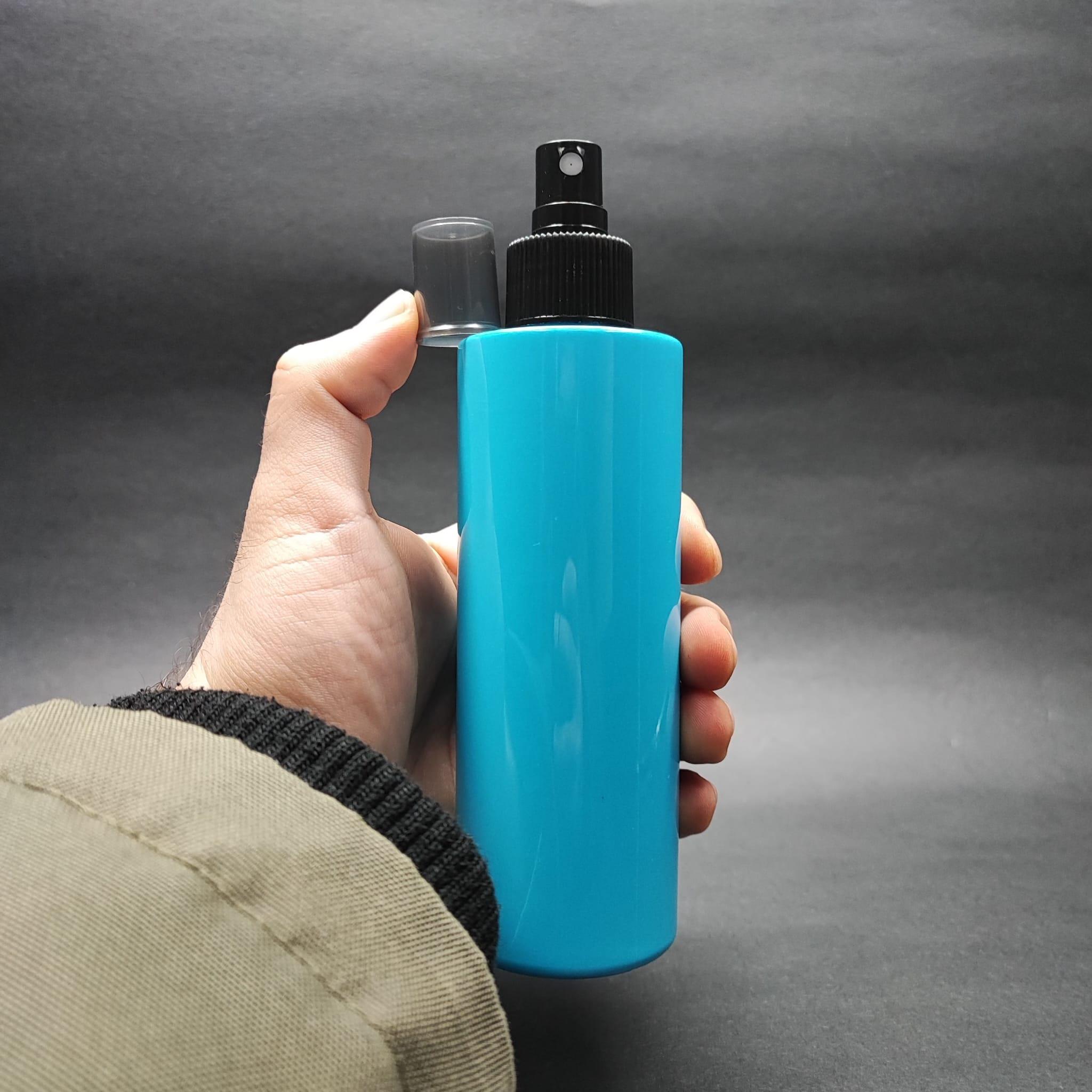 200 CC KÜT BOYUNLU UZUN SİLİNDİR PET ŞİŞE (24 GR) - SİYAH SPREYLİ - 200 ML PLASTİK ŞİŞE - MAVİ
