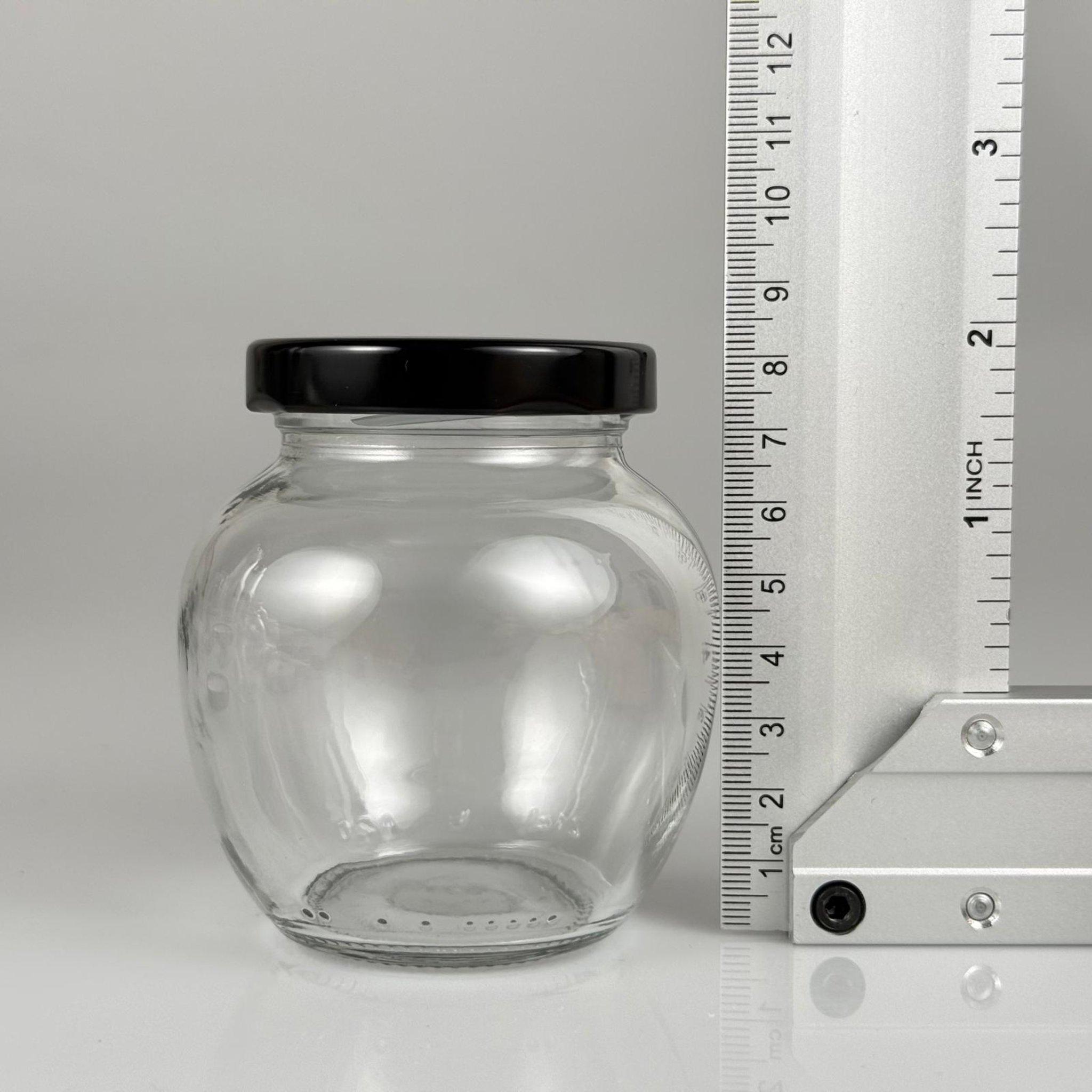 210 CC YUMURTA KAVANOZ + SİYAH METAL KAPAKLI + KENDİNDEN YAPIŞKANLI KÖPÜK CONTALI TAKIM - 210 ML OVAL TİP CAM KAVANOZ