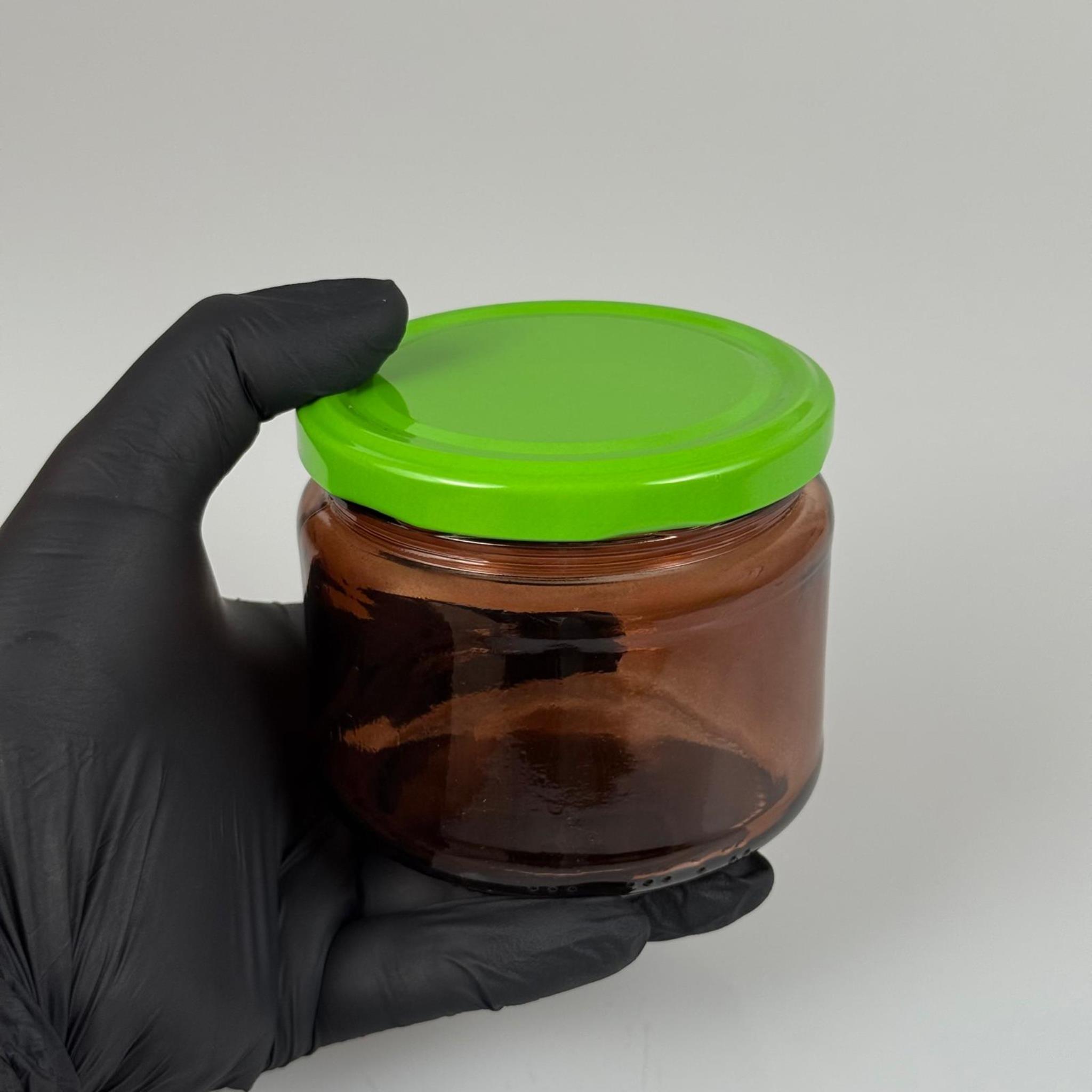300 CC AMBER CAM KAVANOZ - AÇIK YEŞİL METAL KAPAKLI - 300 ML KAHVERENGİ KAVANOZ - MUM KAVANOZU (KARGODA ÇİZİLEBİLİR - İADESİ YOKTUR)
