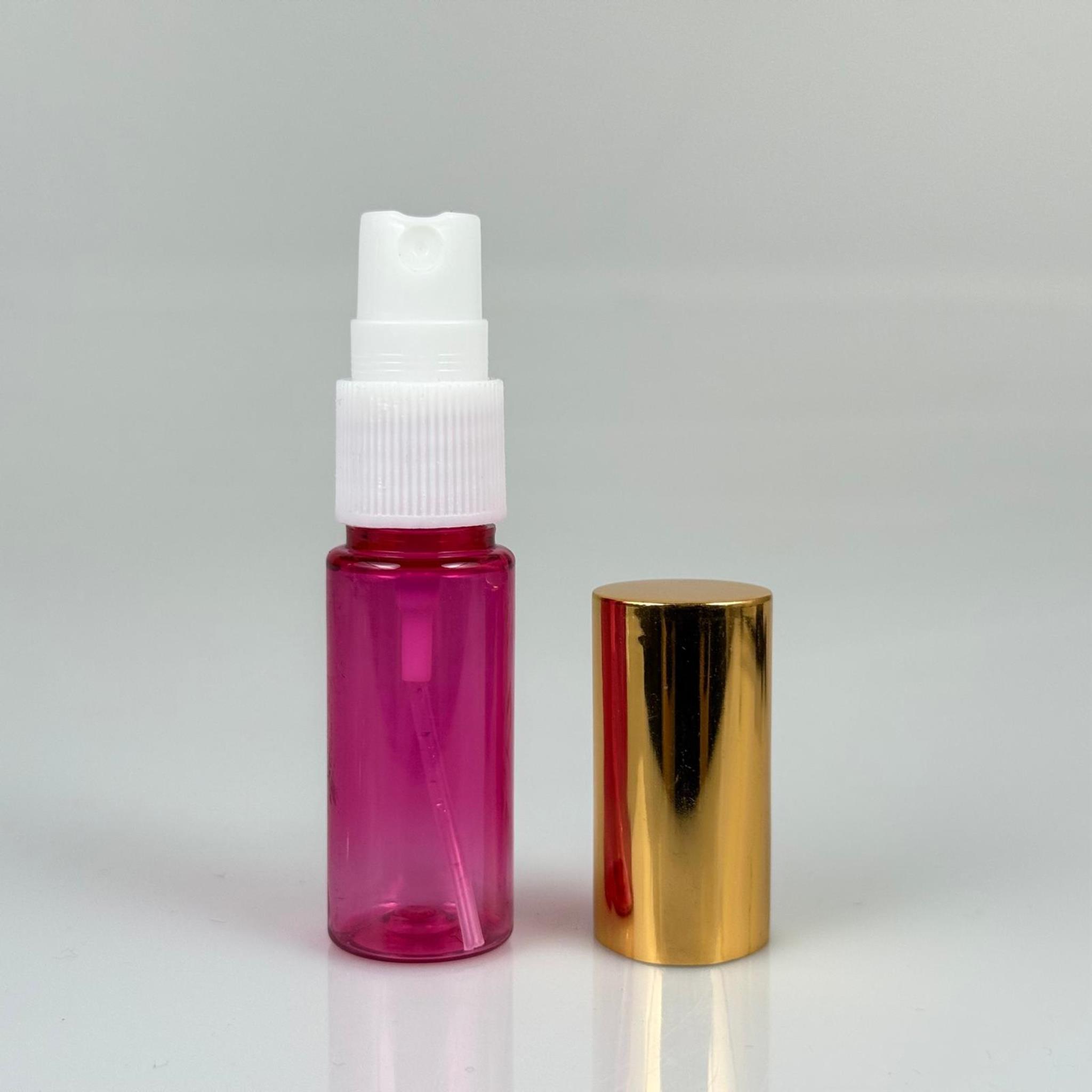 15 ML PET KOLONYA, PARFÜM VB ŞİŞELERİ - METAL ALÜMİNYUM GOLD KAPAK + VİDALI SPREY + 15 CC PEMBE ŞİŞE SET TAKIM