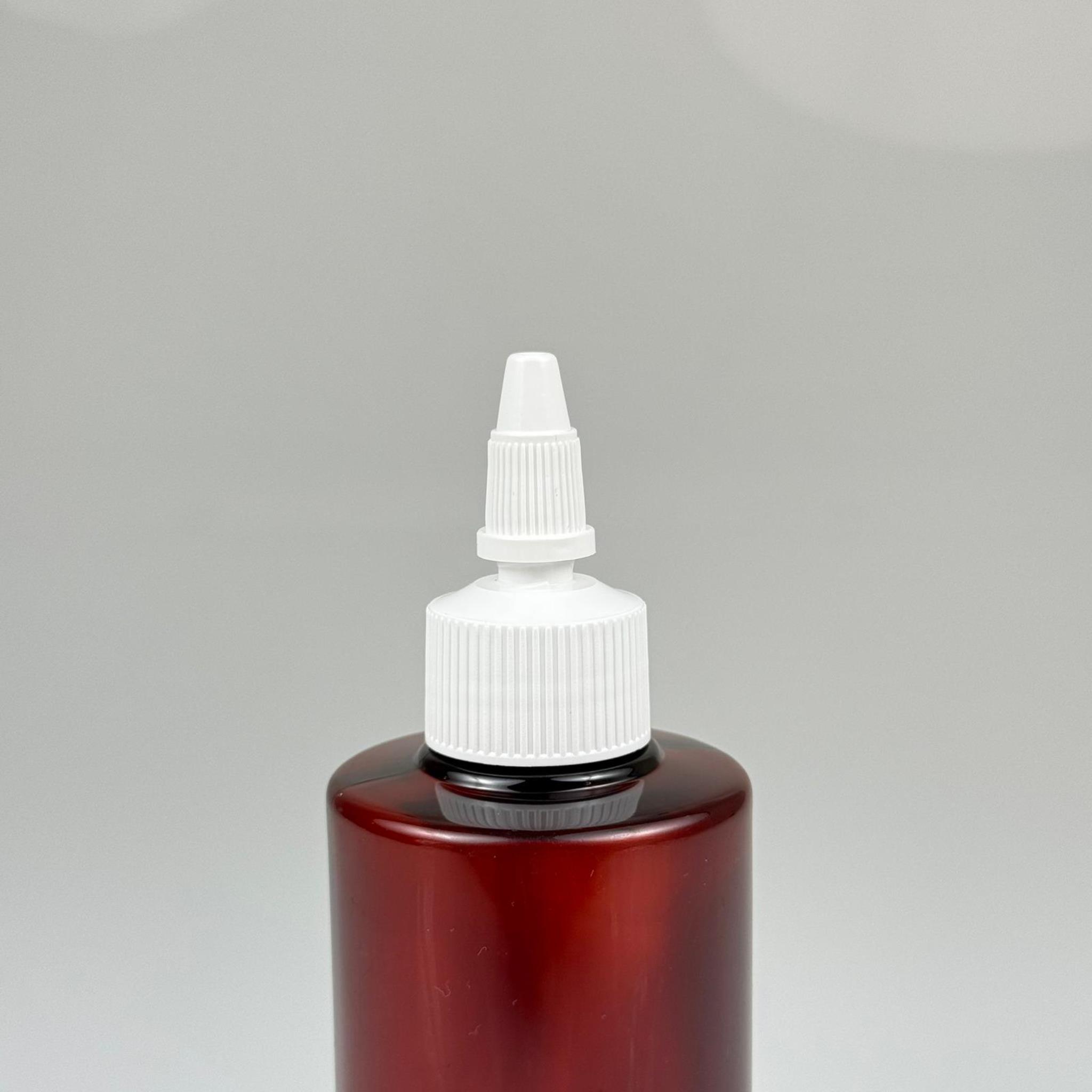 YAĞ, SOS, ACI SOS, SİRKE, SRIRACHA, MÜREKKEP, TUTKAL AKITICI VB BOŞ ŞİŞELERİ - BEYAZ SİVRİ TWİST AKITICI KAPAK + 200 ML AMBER KÜT PET PLASTİK ŞİŞE TAKIM