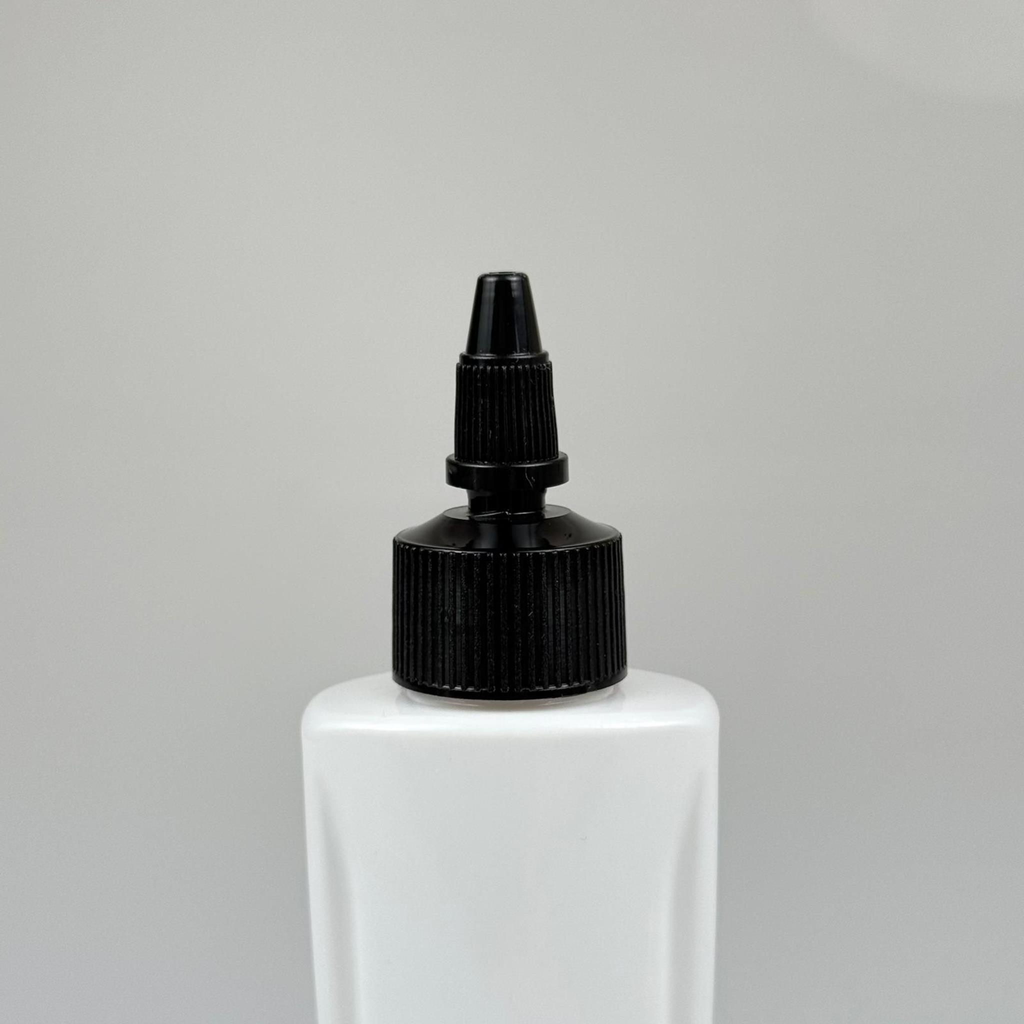 YAĞ, SOS, ACI SOS, SİRKE, SRIRACHA, MÜREKKEP, TUTKAL AKITICI VB BOŞ ŞİŞELERİ - SİYAH SİVRİ TWİST AKITICI KAPAK + 100 ML YASSI BEYAZ SERT PET PLASTİK ŞİŞE TAKIM