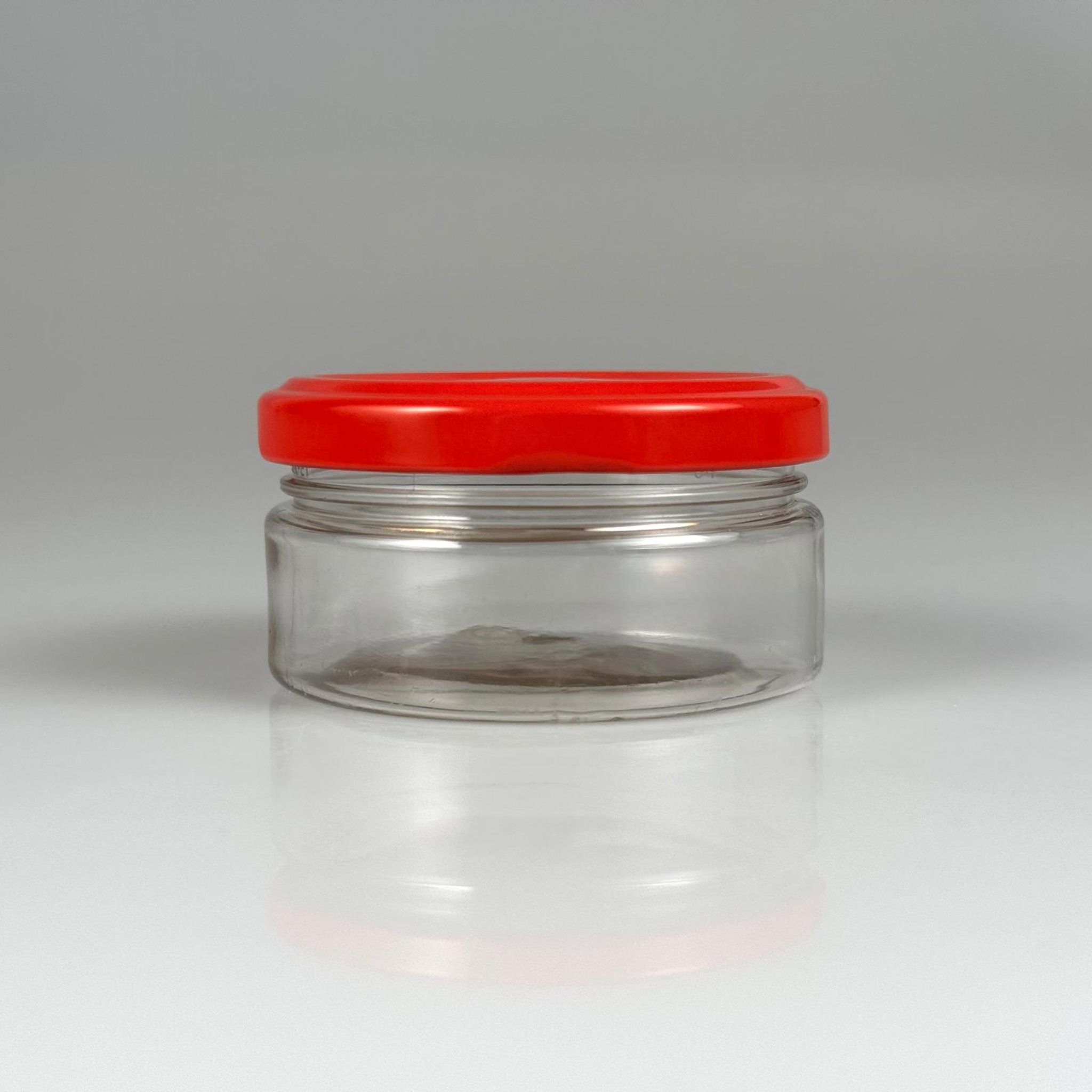50 CC PET KAVANOZ  + DÜĞMELİ KIRMIZI METAL KAPAKLI TAKIM - 50 ML PLASTİK KAVANOZ