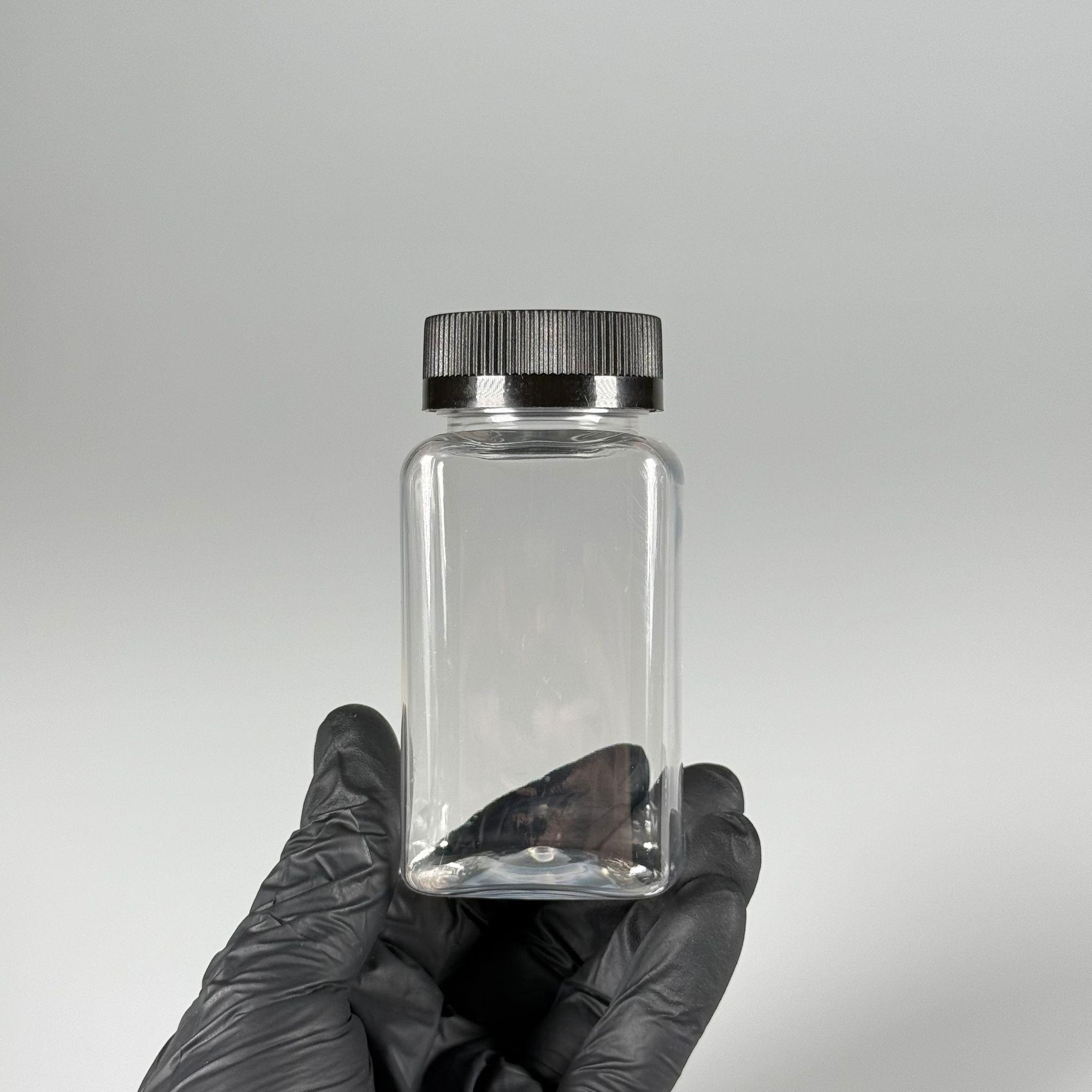 150 CC ŞEFFAF KARE PET TABLET ŞİŞESİ - SİYAH ÇOCUK KİLİT KAPAKLI - 150 ML KAPSÜL KUTUSU - İLAÇ ŞİŞESİ - MEDİKAL HAP ŞİŞESİ - FARMASÖTİK KAVANOZ