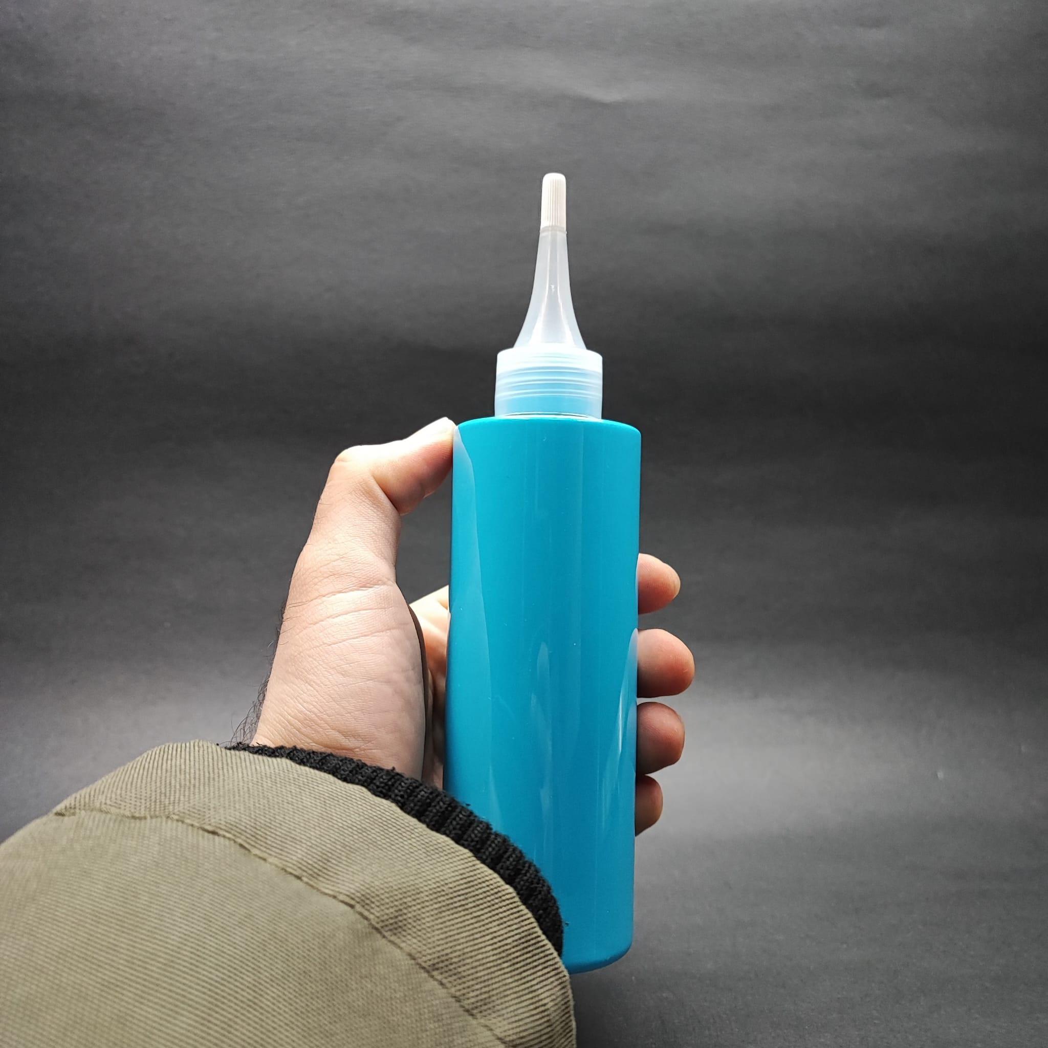 200 CC KÜT BOYUNLU UZUN SİLİNDİR PET ŞİŞE (24 GR) - AKITICI KAPAKLI - 200 ML PLASTİK ŞİŞE - MAVİ