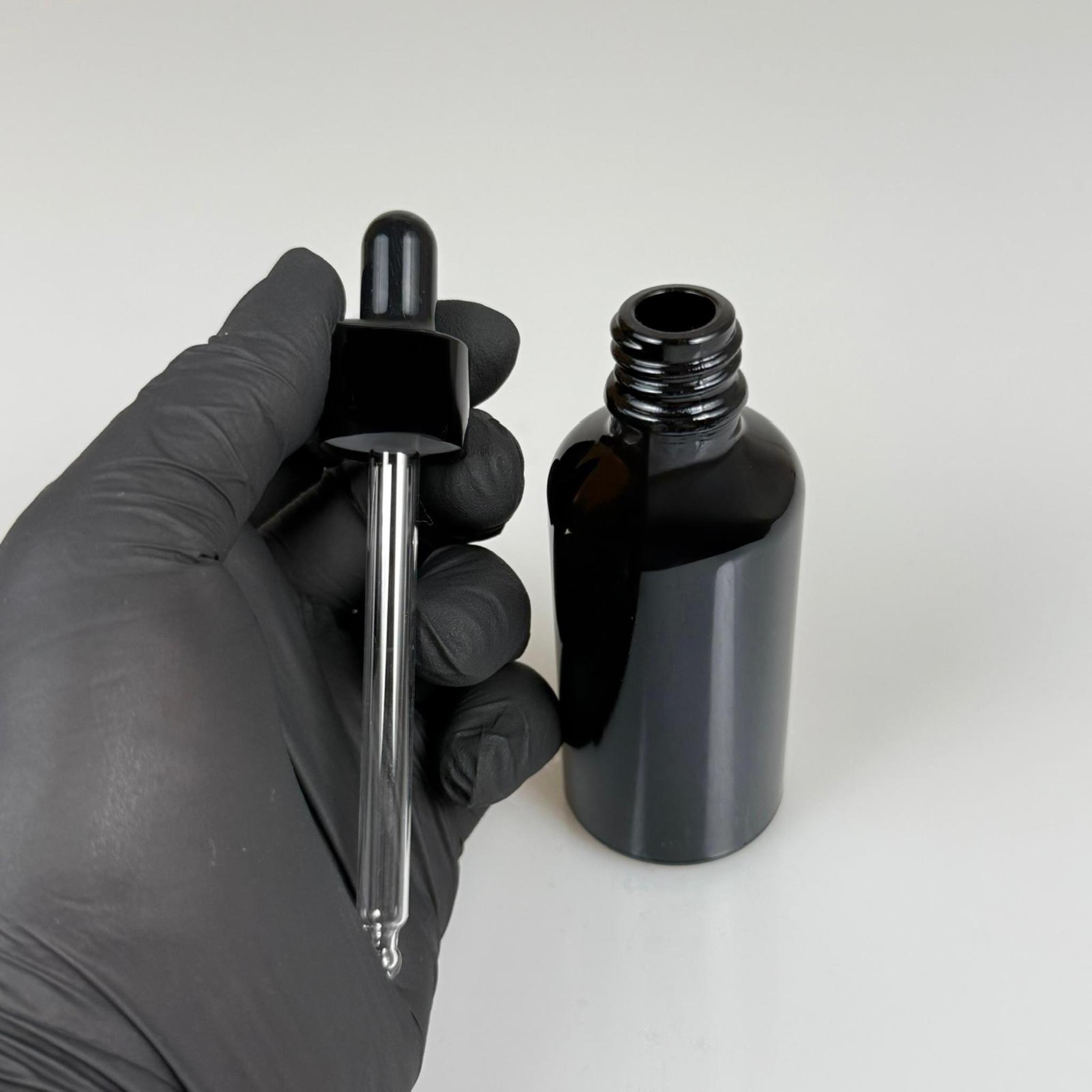 50 CC SİYAH CAM DAMLALIKLI ŞİŞE - SİYAH EMZİK - SİYAH METALİK KAPAK - 50 ML SİYAH CAM DAMLALIKLI ŞİŞE