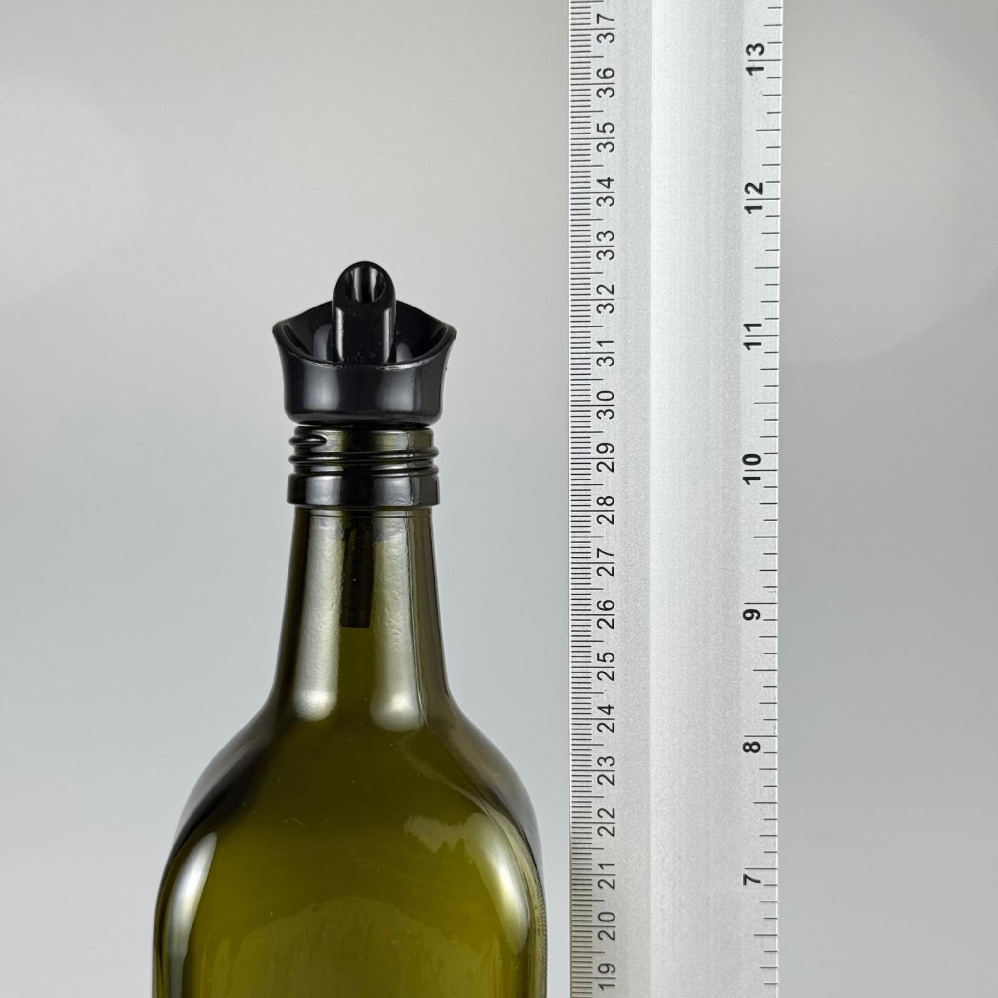 Akıtmaz Kapaklı Şık Cam Yağlık – Zeytinyağı ve Sirke İçin - Restoran Tipi 1000 ML Yeşil Maraska Kare Yağdanlık Siyah Akıtıcı Başlıklı