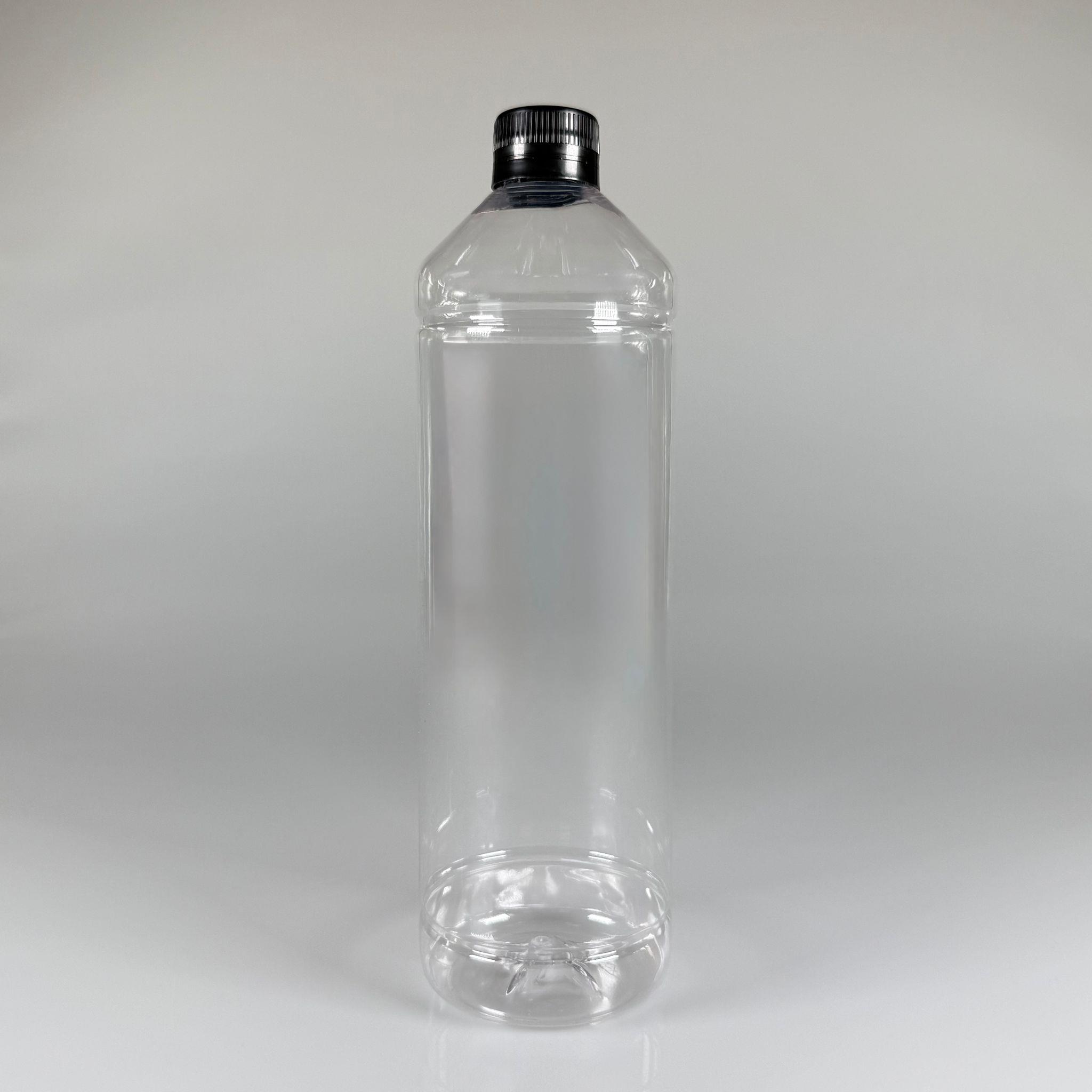 1000 CC DÜZ MODEL PET ŞİŞE (28 AĞIZ) - 1 LİTRE PET ŞİŞE SİYAH CONTALI KİLİTLİ KAPAKLI