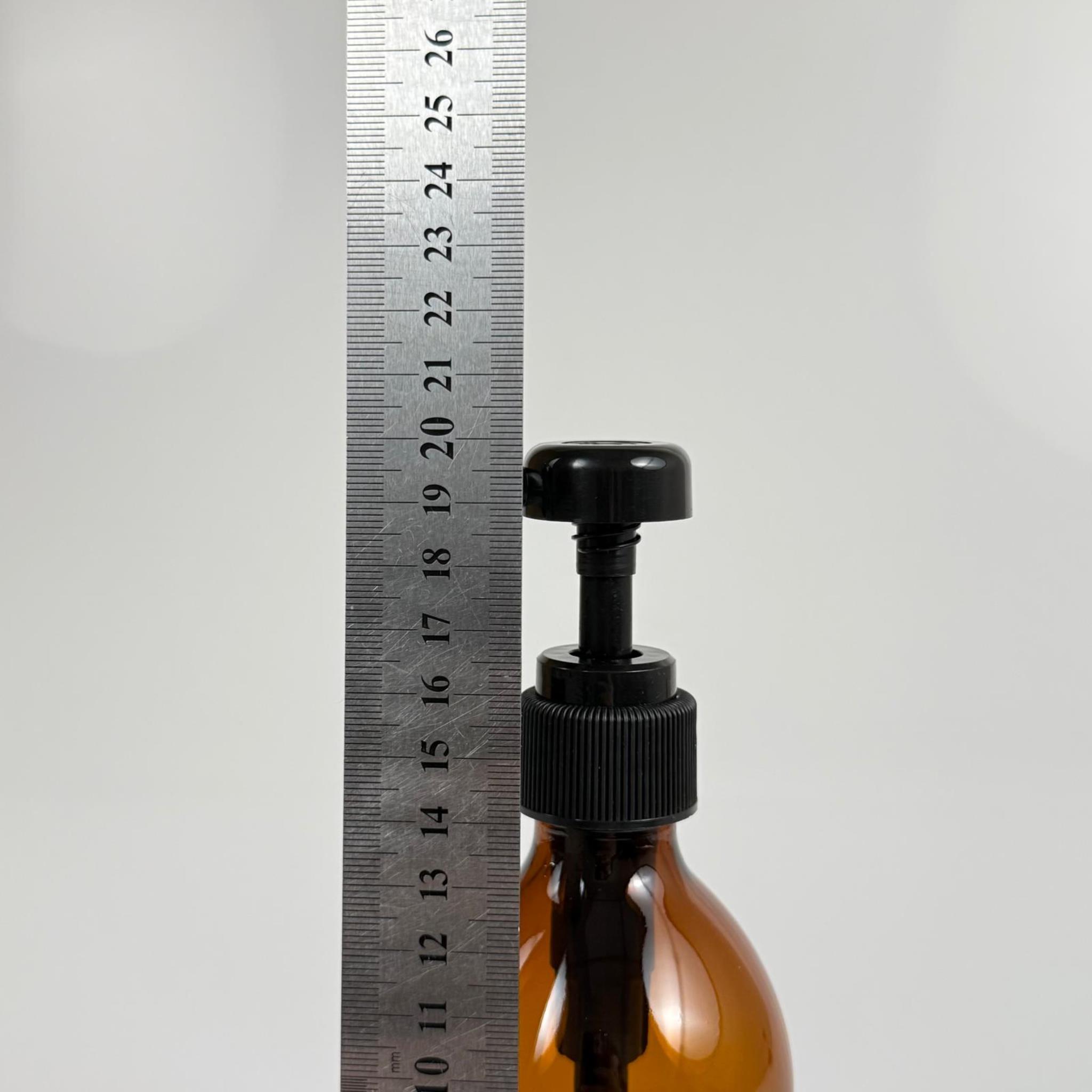 300 CC CAM AMBER KAHVERENGİ MODEL ŞİŞE - SİYAH DOZAJ POMPALI (HER BASMADA 4 CC SIVI ATAR) - 300 ML POMPALI ŞİŞE - ŞURUP, ŞAMPUAN, KREM GİBİ YOĞUN KIVAMLI SIVILARDA KULLANILIR