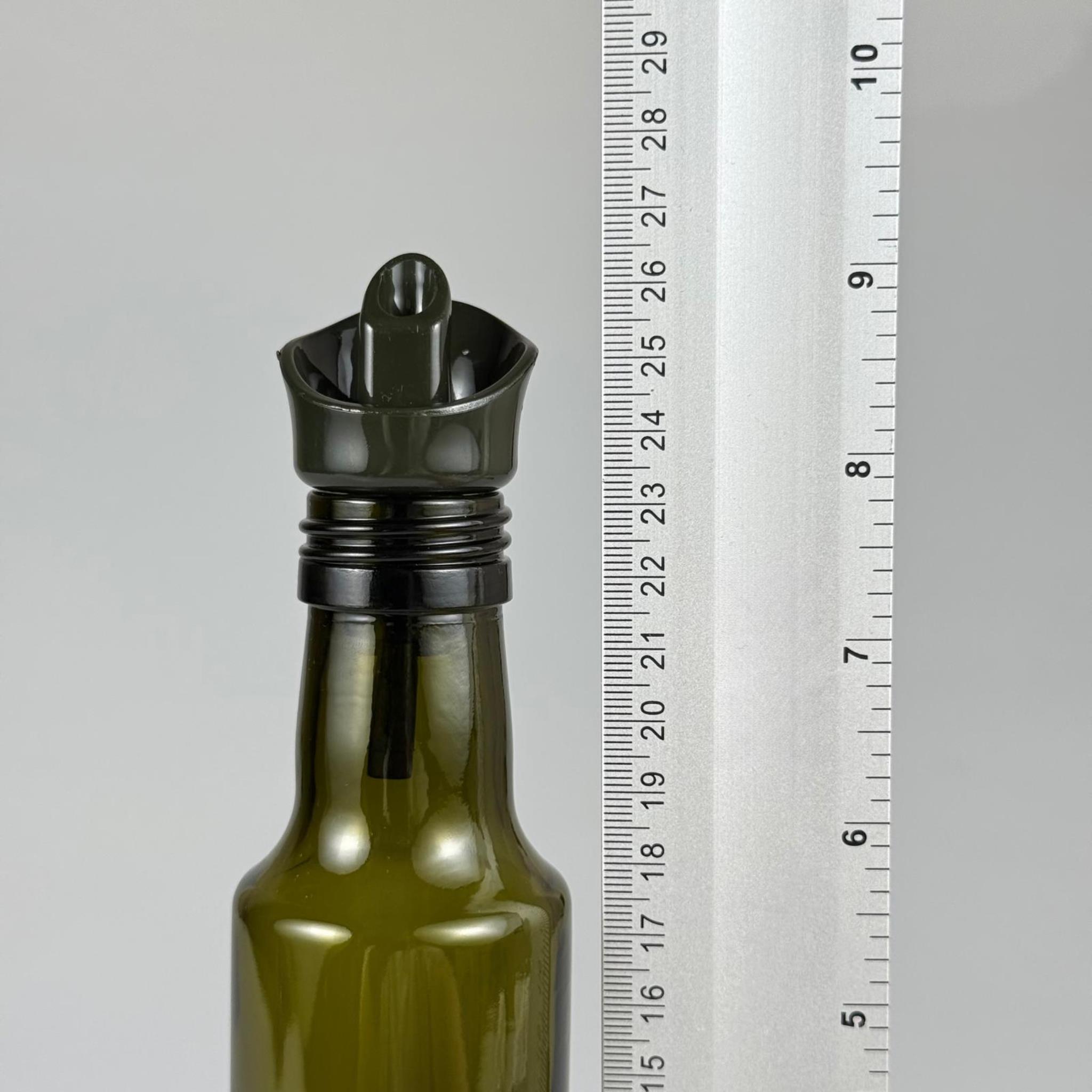 Akıtmaz Kapaklı Şık Cam Yağlık – Zeytinyağı ve Sirke İçin - Restoran Tipi 250 ML Yeşil Dorika Silindir Yağdanlık Koyu Yeşil Akıtıcı Başlıklı