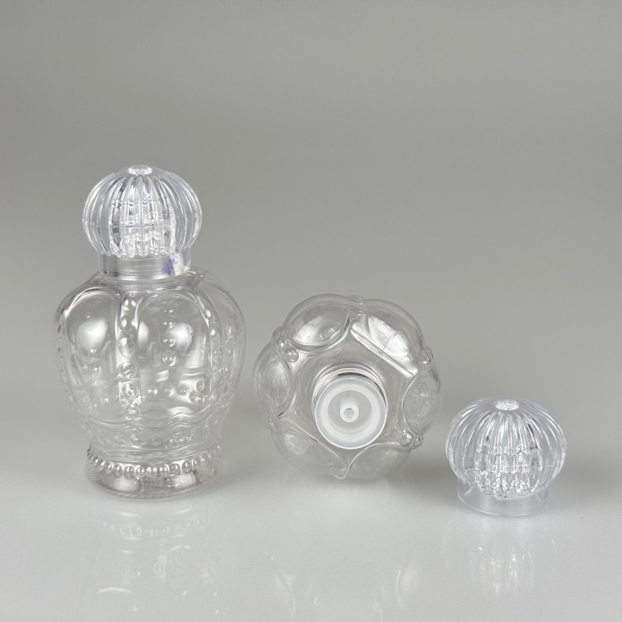 60 CC PET KRAL TACI ŞİŞE -  KRİSTAL KAPAKLI KOLONYA TIPALI TAKIM - 60 ML BOŞ PLASTİK KOLONYA ŞİŞELERİ