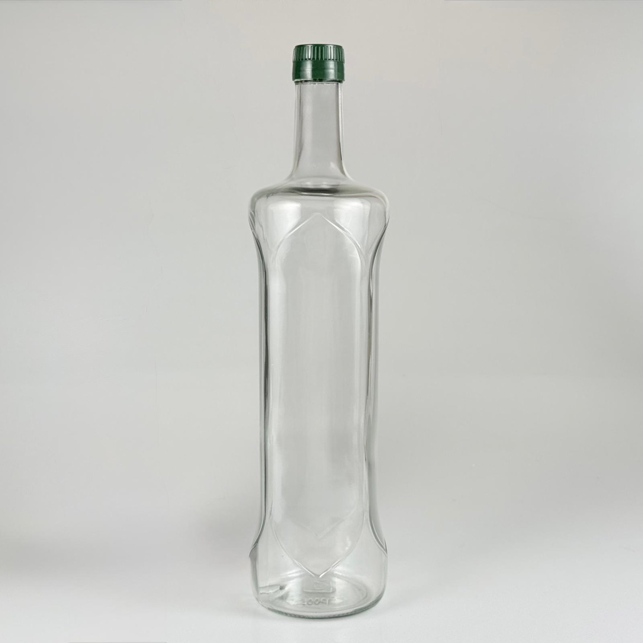 1000 CC DESENLİ DORİKA ŞEFFAF CAM ŞİŞE + YEŞİL ÇAKMA KAPAKLI TAKIM - 1000 ML MANTAR TIPALI ÇAKMA AĞIZ  CAM ŞİŞE
