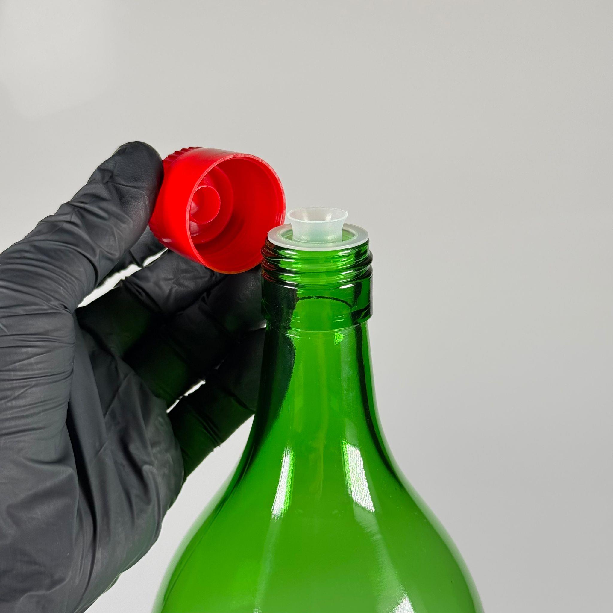 2000 CC CAM ŞİŞE YEŞİL - KIRMIZI AKITICILI DROP STOP KAPAKLI - 2 LİTRE CAM ŞİŞE - 2 LT CAM ŞİŞE