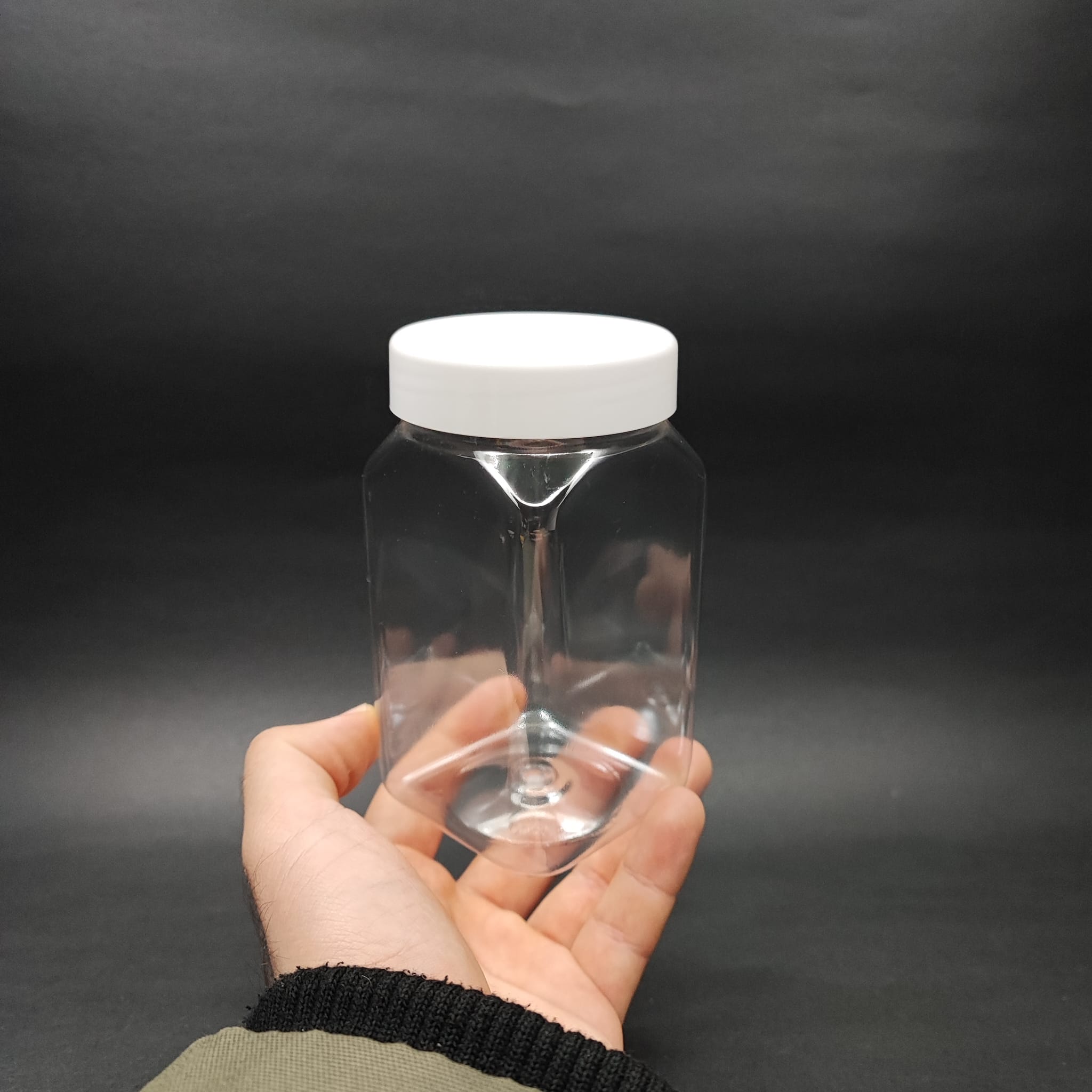 370 CC KARE PET KAVANOZ - BEYAZ KAPAKLI - İÇ TIPALI - 370 ML PLASTİK KREM KAVANOZU