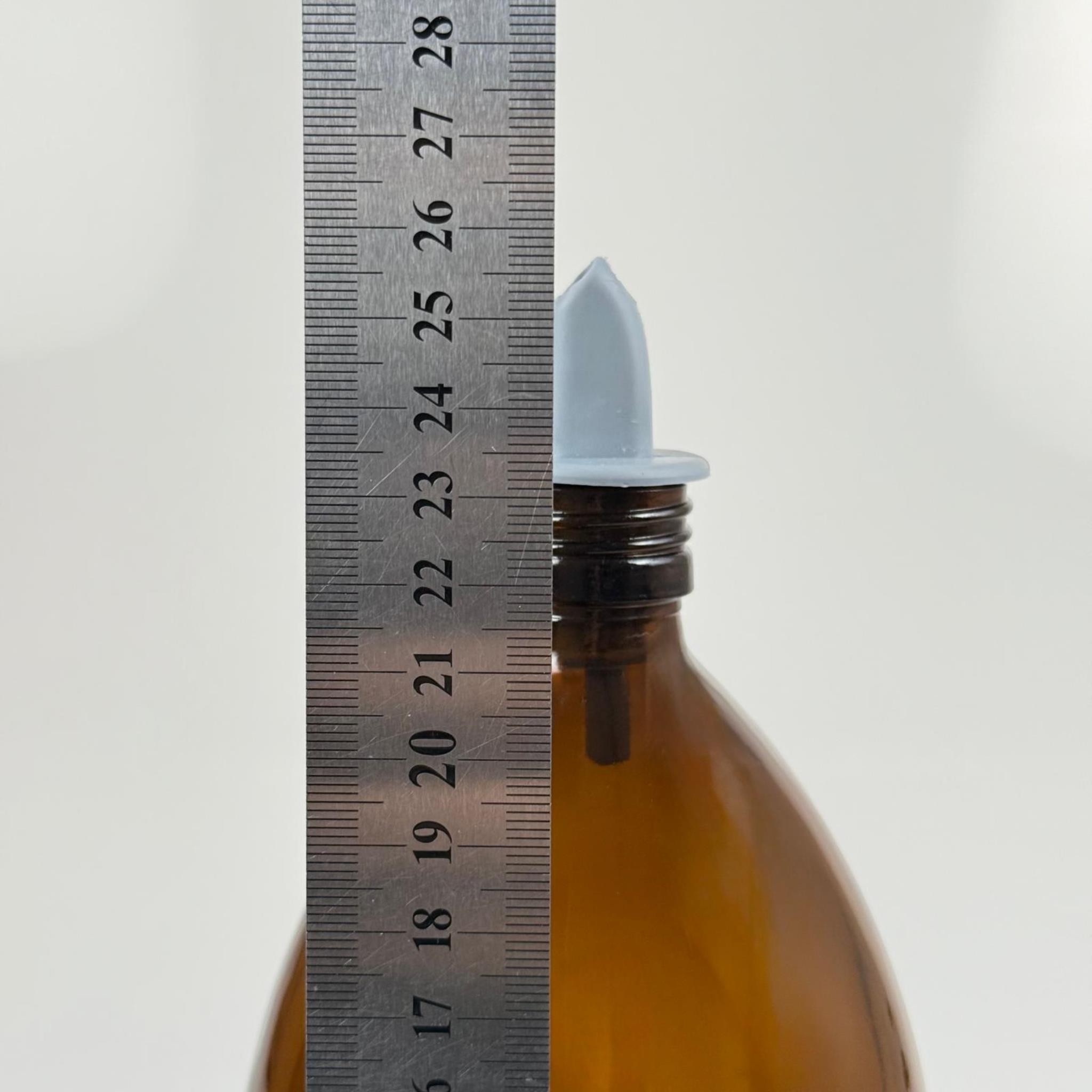 1000 CC AMBER TOMBUL ÖZEL SERİ CAM ŞİŞE - GRİ SİLİKON YAĞDANLIK TIPALI - 1000 ML CAM ECZA ŞİŞESİ - KAHVERENGİ
