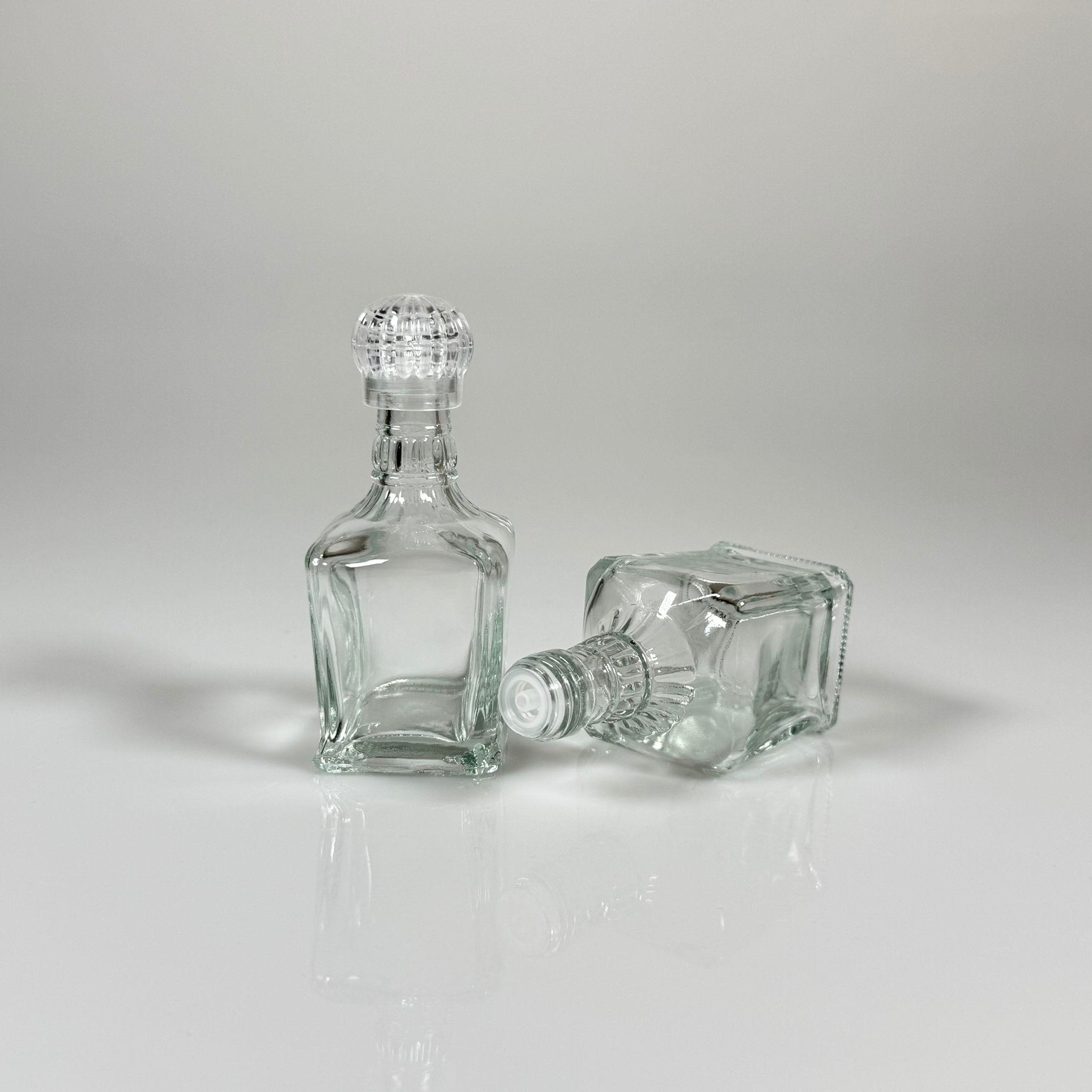 50 CC BOĞAZLI KONİK CAM ŞİŞE - KRİSTAL KAPAKLI KOLONYA TIPALI - 50 ML PRESTİJLİ ŞİŞE