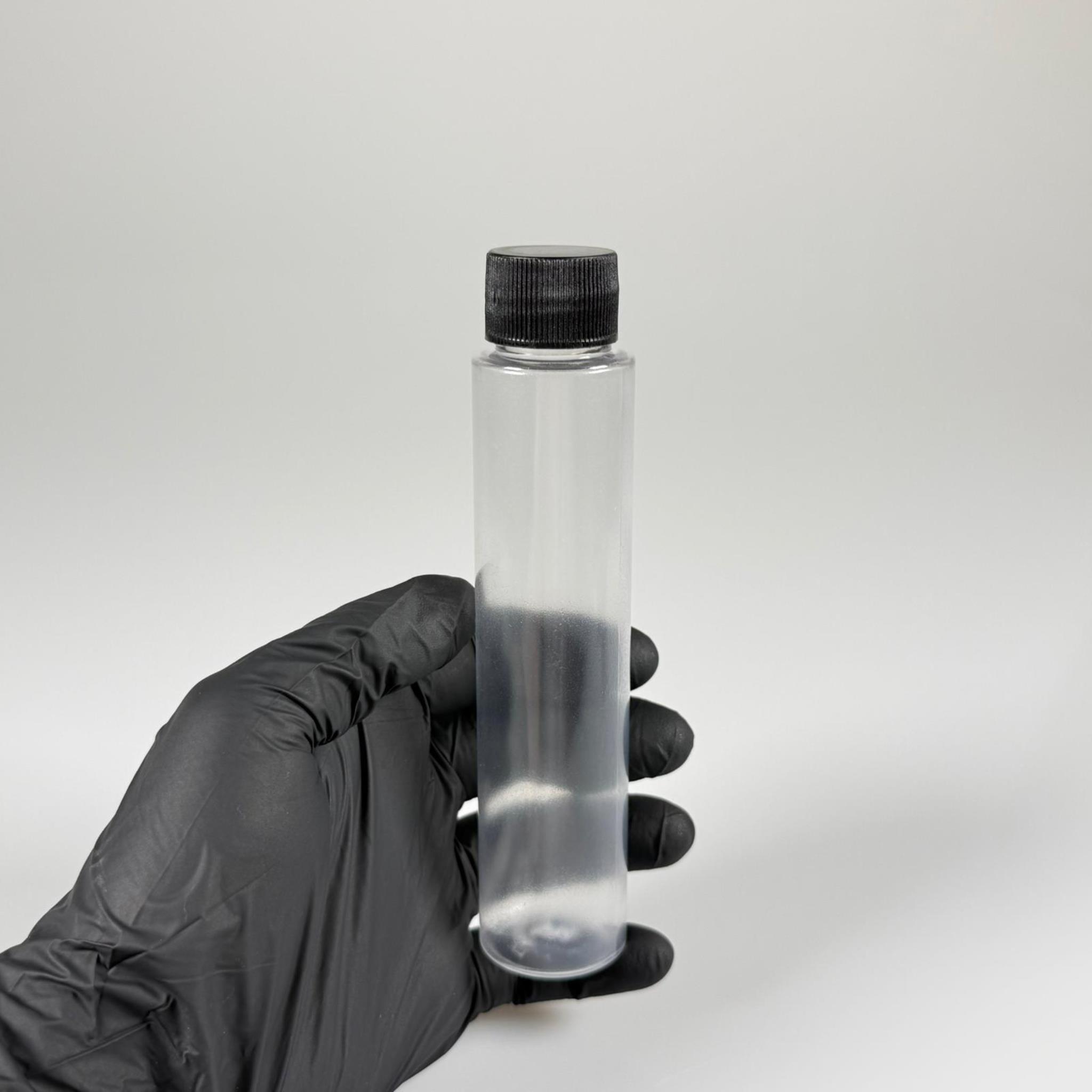 100 CC UZUN SİLİNDİR BUĞULU PET ŞİŞE (24 GR)  - SİYAH KAPAKLI KOLONYA TIPALI - 100 ML BİBERİYE SUYU, LAVANTA YAĞI, SAÇ SERUM, TONİK VB İÇİN PLASTİK KOZMETİK AMBALAJLARI