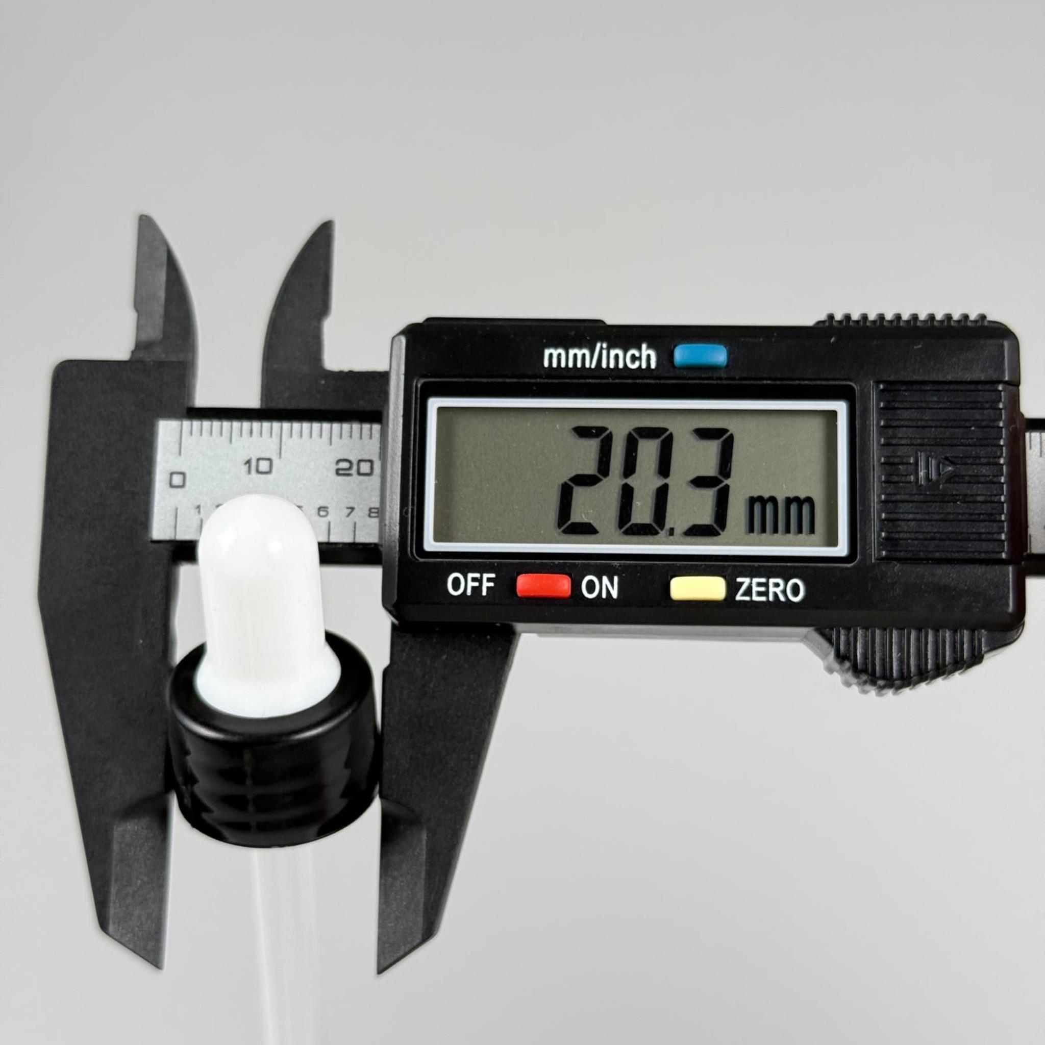 18 MM CAM DAMLALIKLI TAKIM - BEYAZ EMZİK + DELİKLİ PLASTİK DÜZ SİYAH KAPAK + 140 MM CAM PİPET