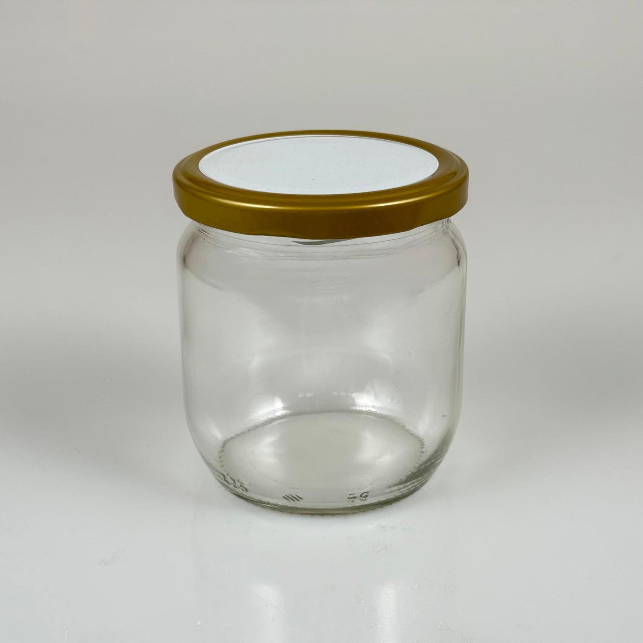 425 CC CAM KAVANOZ - GOLD KUŞAKLI METAL KAPAKLI - 425 ML PAŞABAHÇE BAL , PEKMEZ , KONSERVE , MAGNOLİA VB KAVANOZLARI