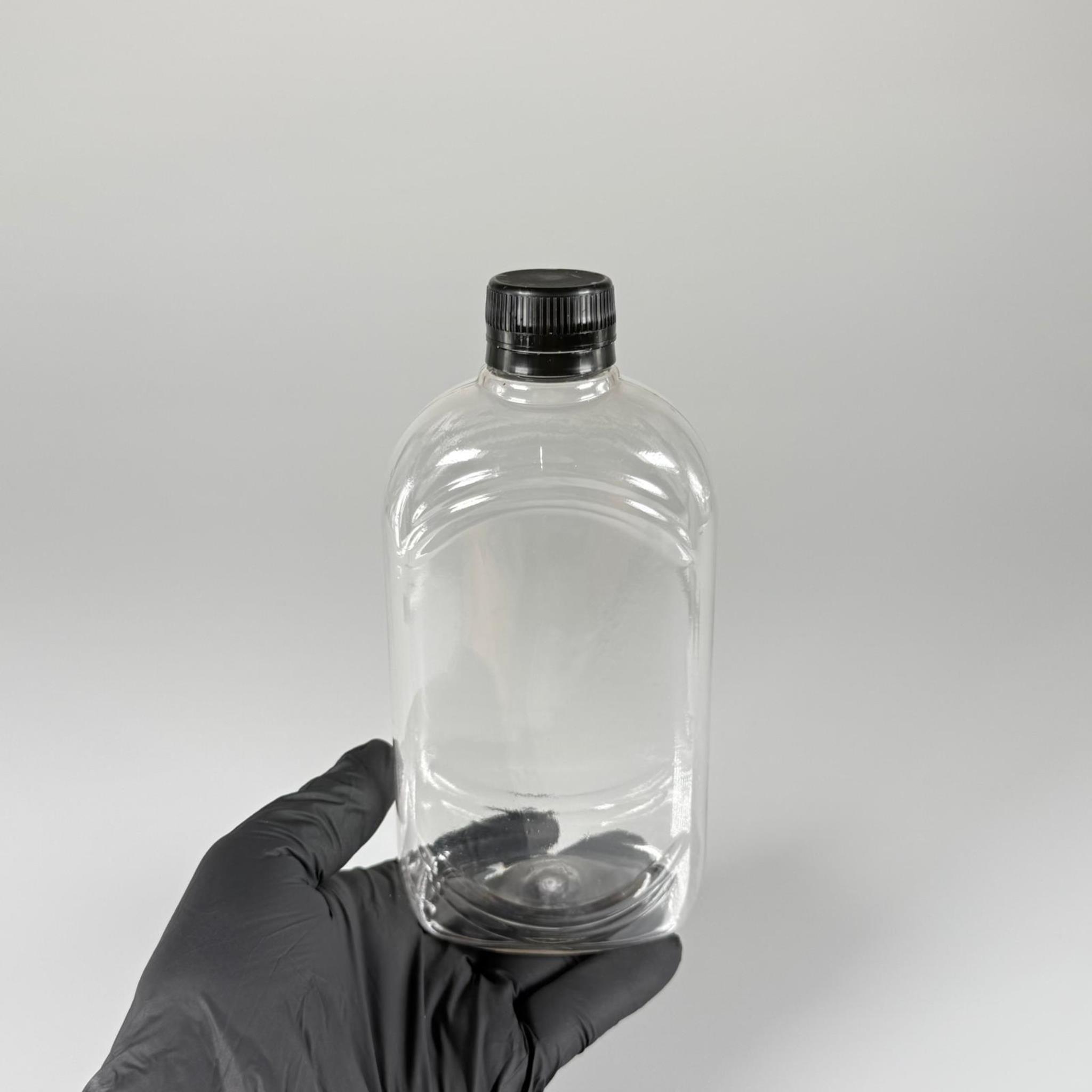 500 CC YASSI PET ŞİŞE SİYAH KİLİTLİ KAPAKLI - 500 ML PET ŞİŞE