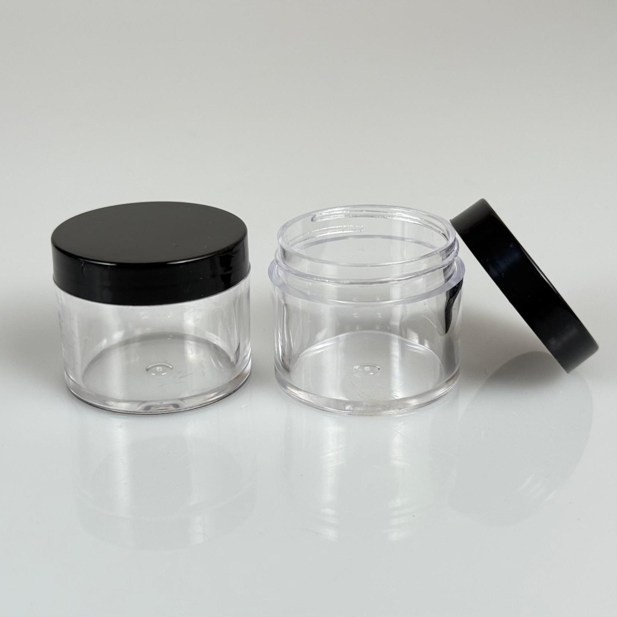 20 CC KRİSTAL KAVANOZ - SİYAH PLASTİK KAPAKLI  - 20 ML KREM KAVANOZ KALIN ŞEFFAF PLASTİK MİKA AKRİLİK